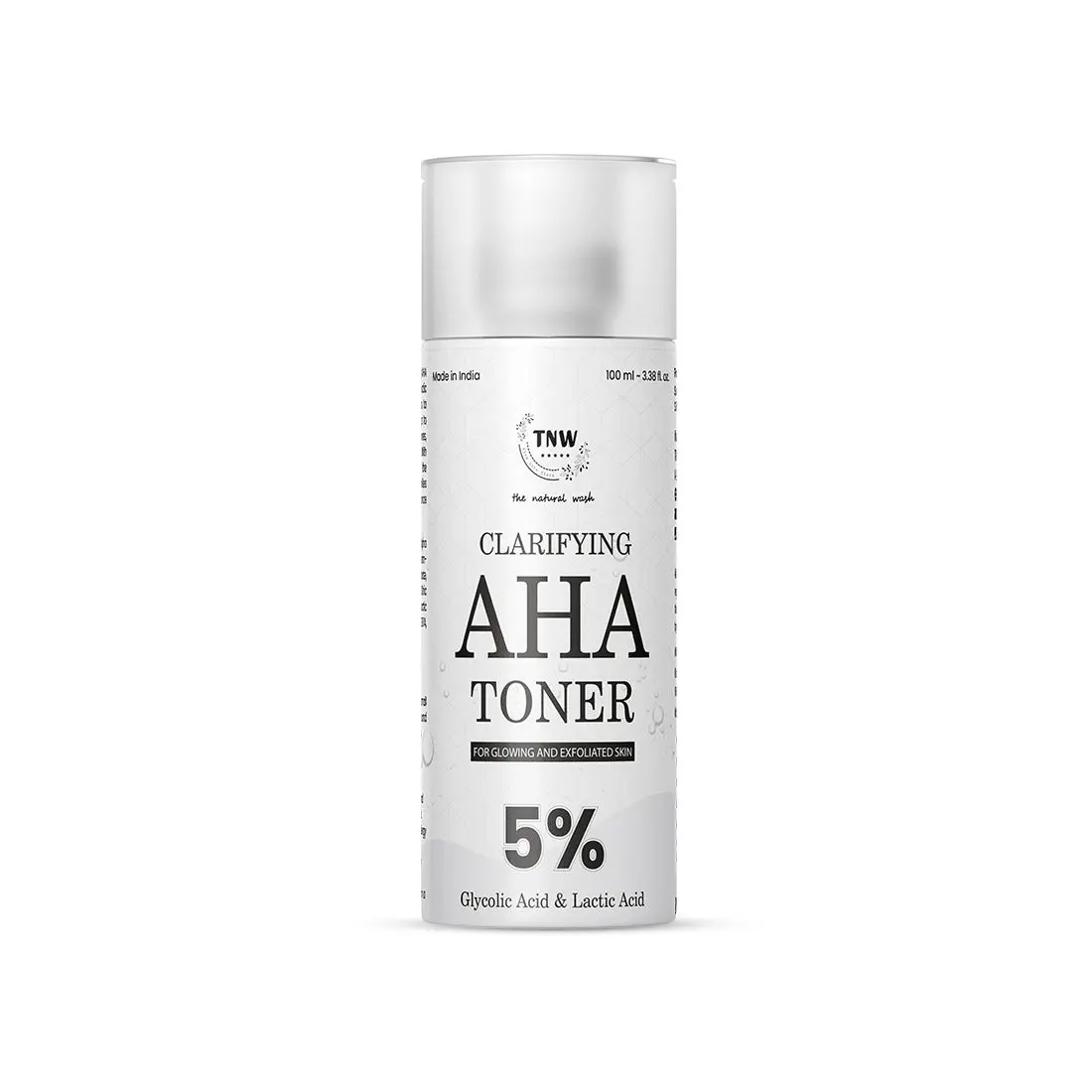 TNW -The Natural Wash clarifying AHA Toner 100ml with 5% Glycolic Acid and Lactic Acid | For skin brightening | Gently exfoliates dead skin