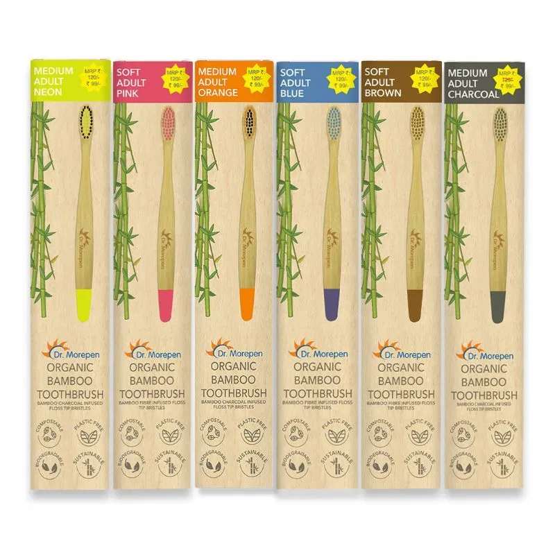 Dr. Morepen Organic Bamboo Toothbrush For Adults Pack Of 6