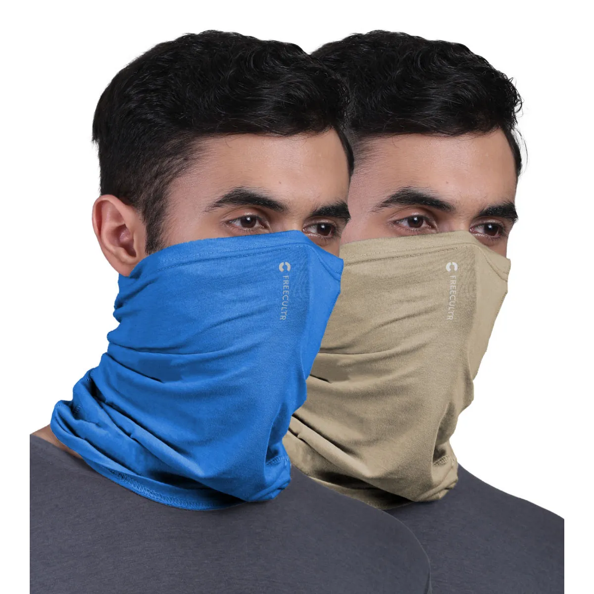 FREECULTR Unisex Plain Bamboo Bandana Anti Microbial Multipurpose Cloth Face Mask (pack Of 2)