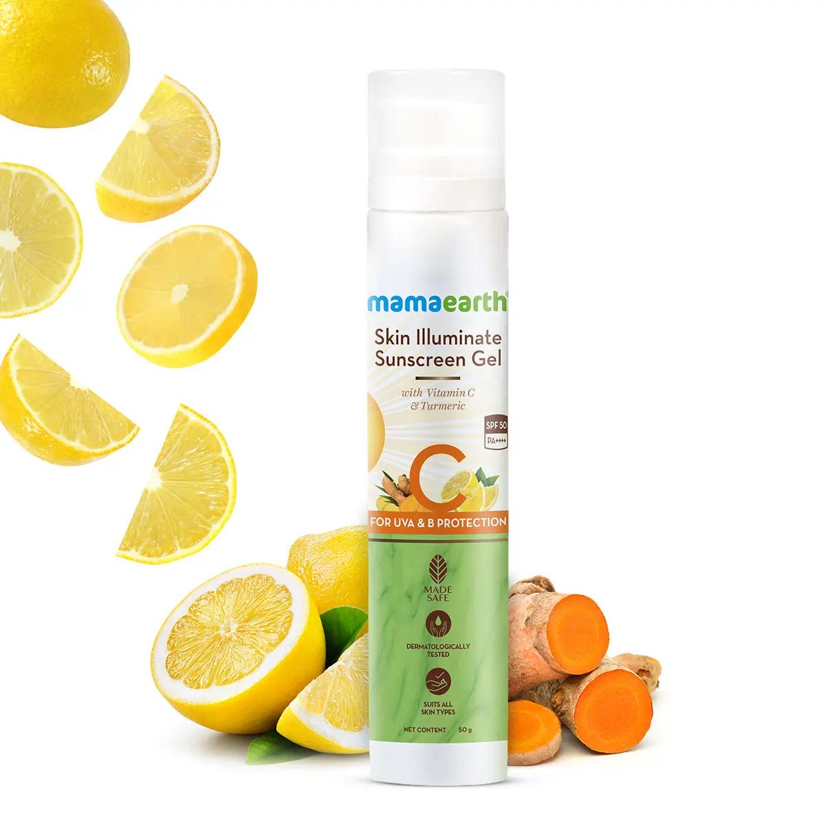 Mamaearth Skin Illuminate Sunscreen with SPF 50 Gel with Vitamin C & Turmeric for UVA & B Protection, Pa+++ -(50 g)