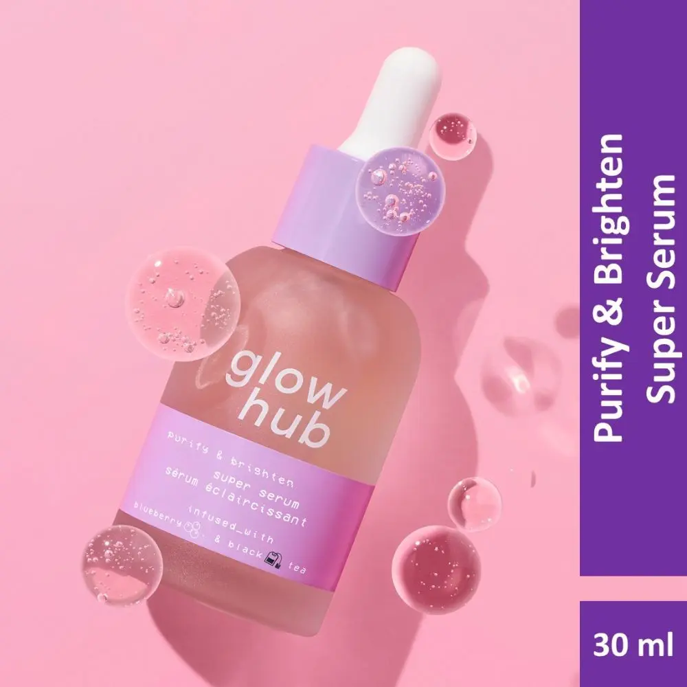 Glow Hub | Purify & Brighten Super Serum (30ml) | Black tea extract, Blueberry, Salicylic Acid, Willow bark | Brightening, Detoxifying