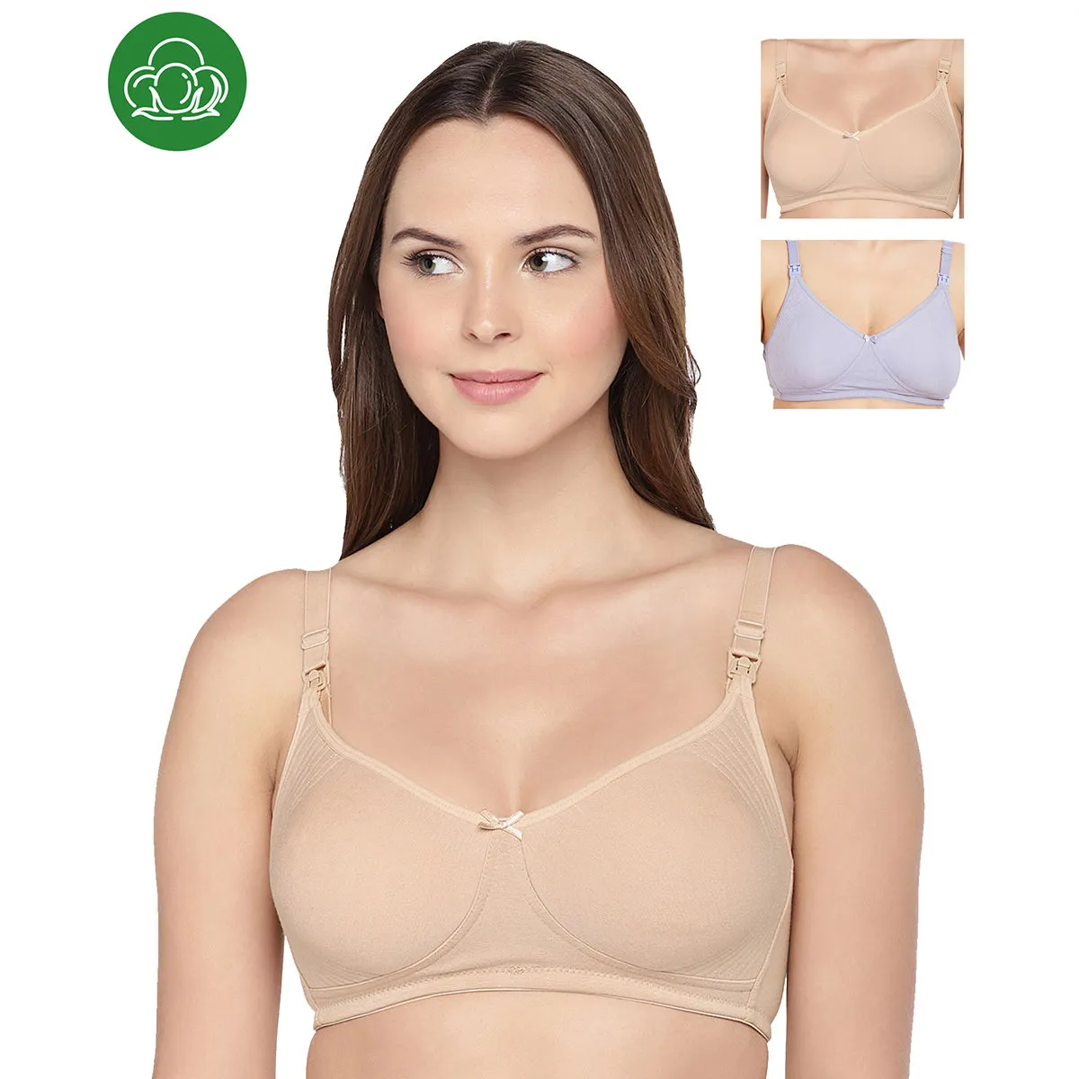 Inner Sense Women's Full Cup Nursing Bra Pack of 3 - Multi-Color