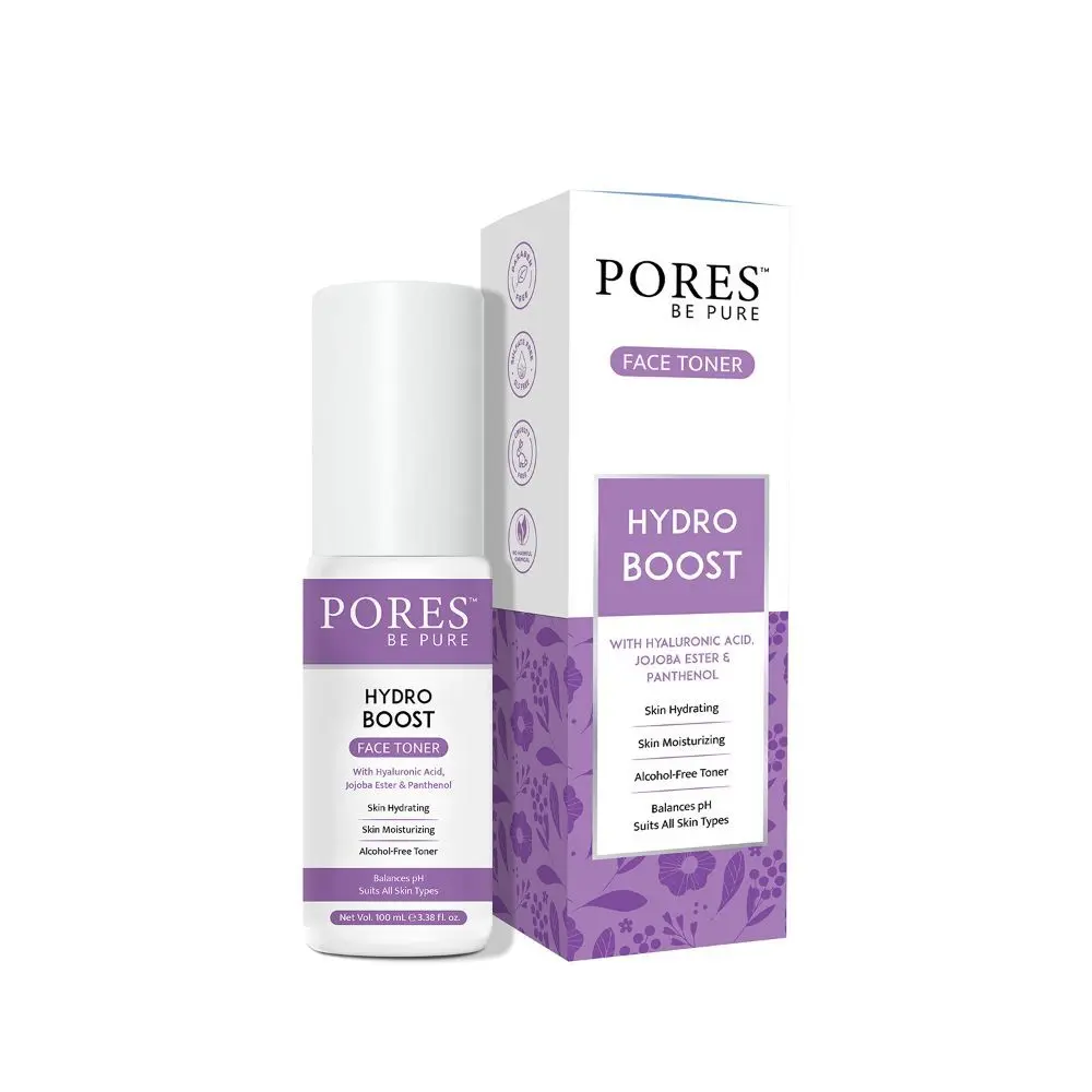 PORES Be Pure Hydro Boost Face Toner with Hyaluronic Acid, Jojoba Ester & Panthenol Skin Hydrating & Moisturizing Balances pH Suits All Skin Types Alcohol Free Face Mist – 100ml