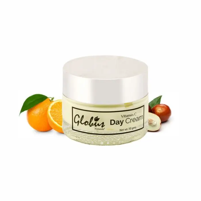 Globus Naturals Vitamin C Day Cream | For Natural Glow & Even Toned Skin |100% Natural | Paraben Free | SLS Free | For All Skin Types | Net Wt (50 g)