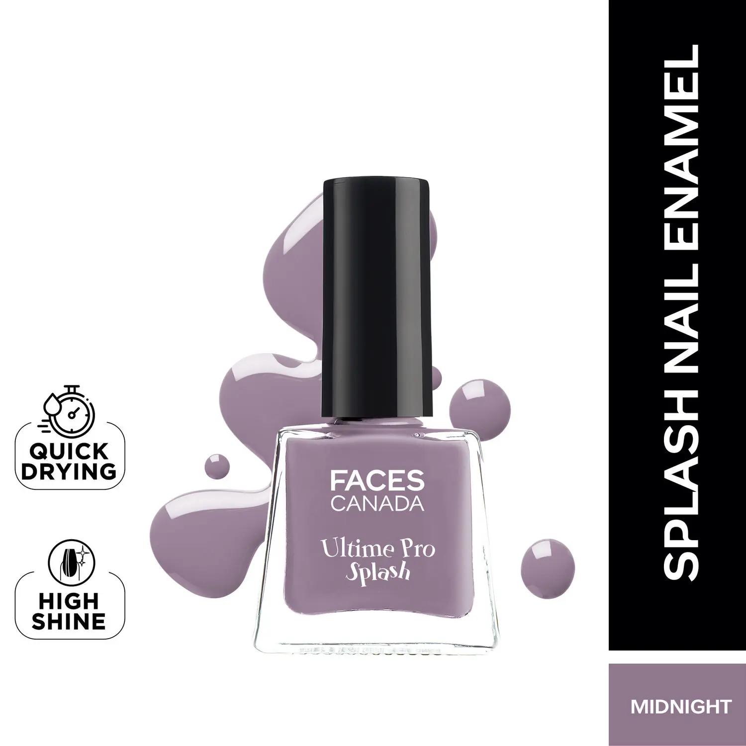 Faces canada Ultime Pro Splash Nail Enamel I Quick-drying I Longlasting I Chip-defiant I Smooth application I Midnight 140 5ml