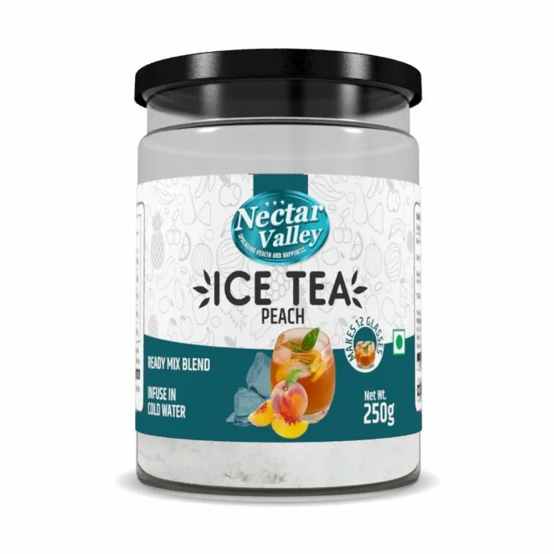 Nectar Valley Instant Ice Tea Mix - Peach Flavoured Ready Mix Tea Blend - Makes 12 Glasses