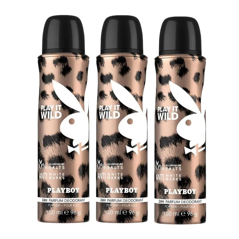 Playboy Wild Women Deodorant Spray (Pack Of 3)