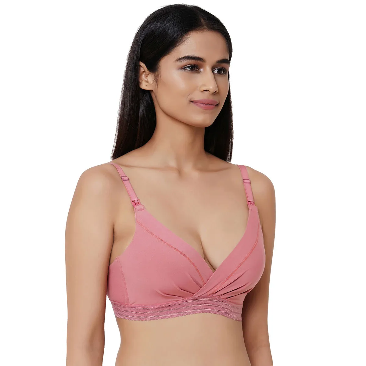 Wacoal La Vigne Padded Non-Wired 3/4Th Cup Cotton Comfortable Maternity Bra - Pink (34C)