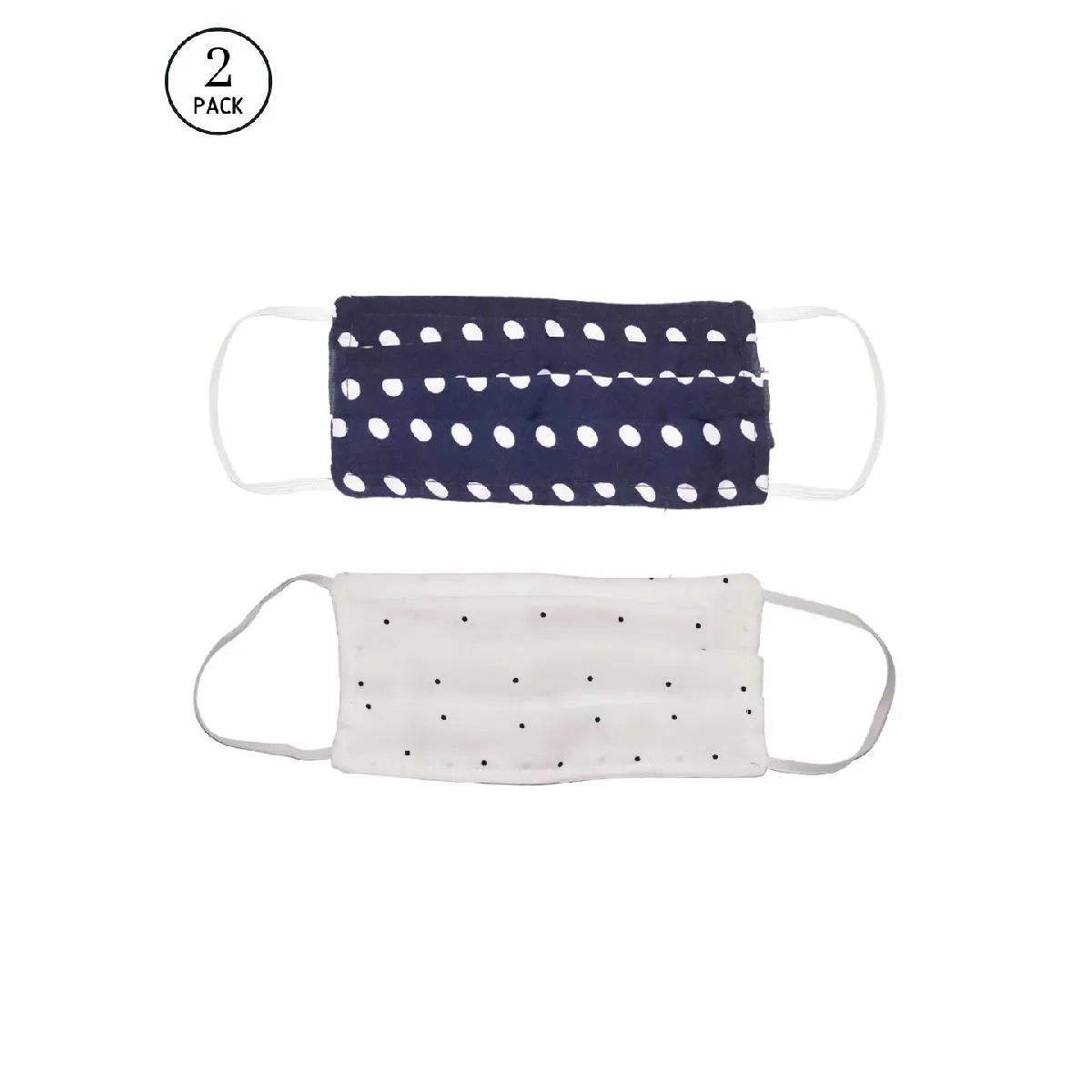 Bellofox 3-Ply Blue Blue & White Polka Cotton Face Mask (Pack Of 2)