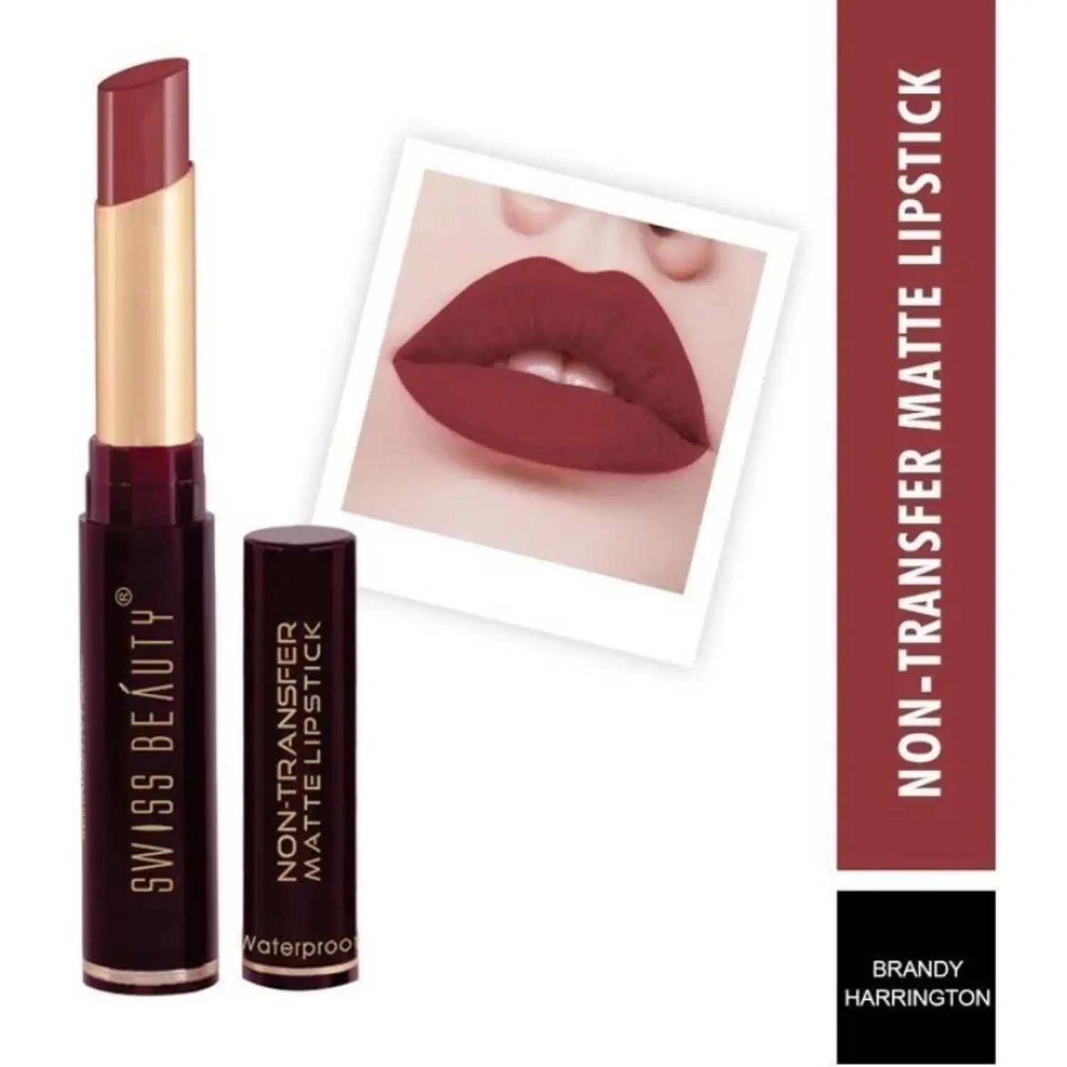 Swiss Beauty Non-Transfer Matte Lipstick - 22 - Brandy Harrington - 2 gm