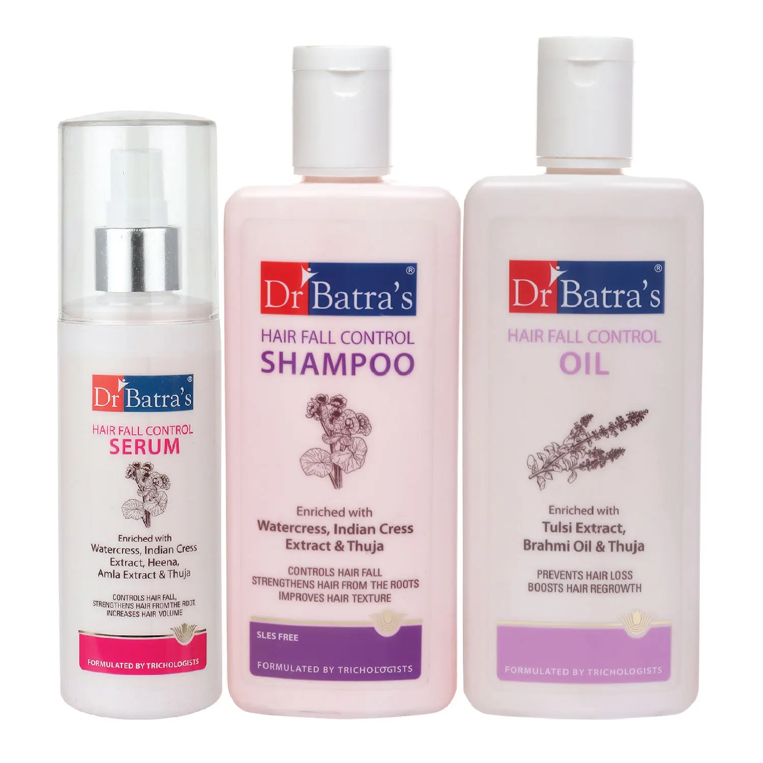 Dr Batra's Hair Fall Control Serum-125 ml, Hairfall Control Shampoo- 200 ml   and Hair Fall Control Oil- 200 ml         