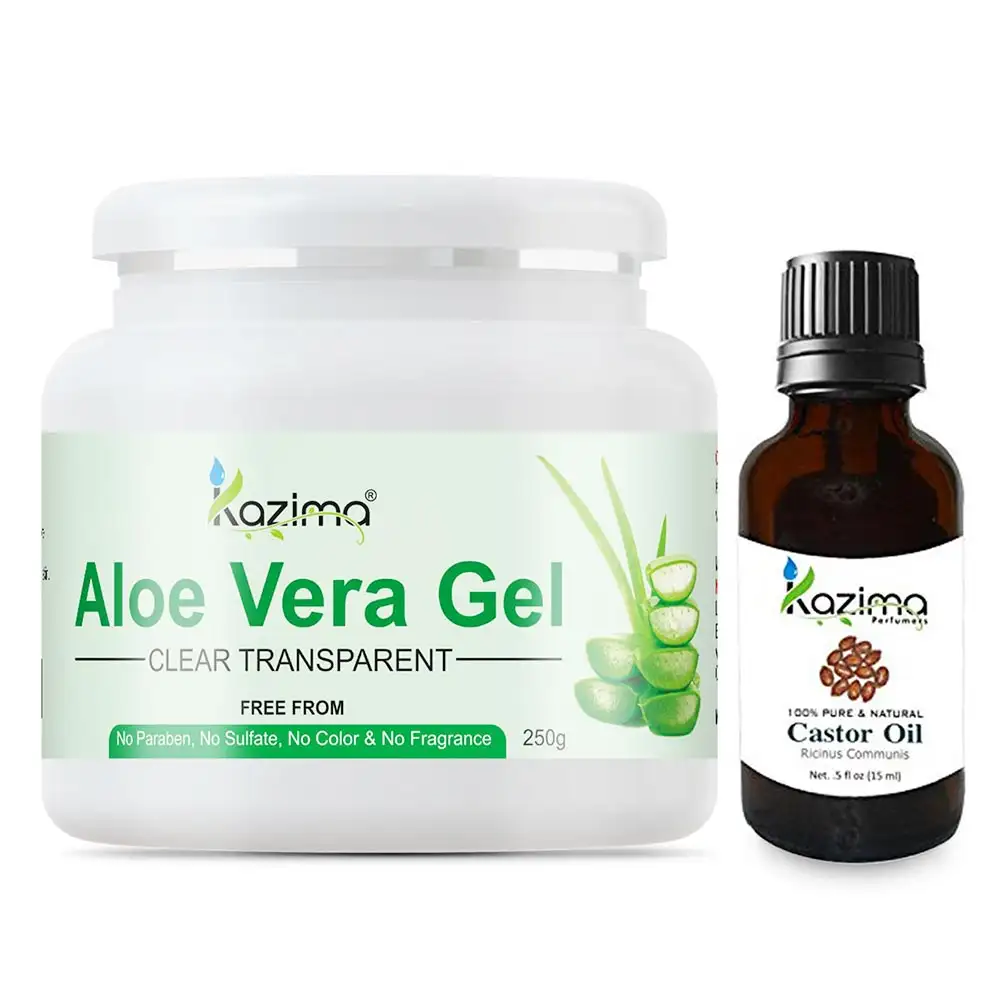 Kazima Aloe Vera Gel 250 gm & Castor Oil 15 ml Combo,  2 Piece(s)/Pack  All Skin Type