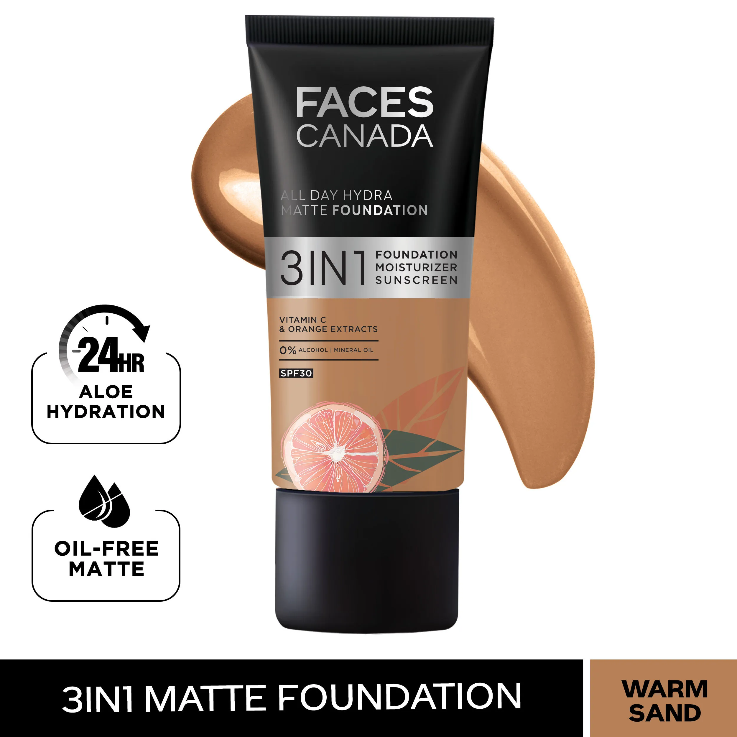 Faces Canada 3 In 1 All Day Hydra Matte Foundation - Warm Sand 042