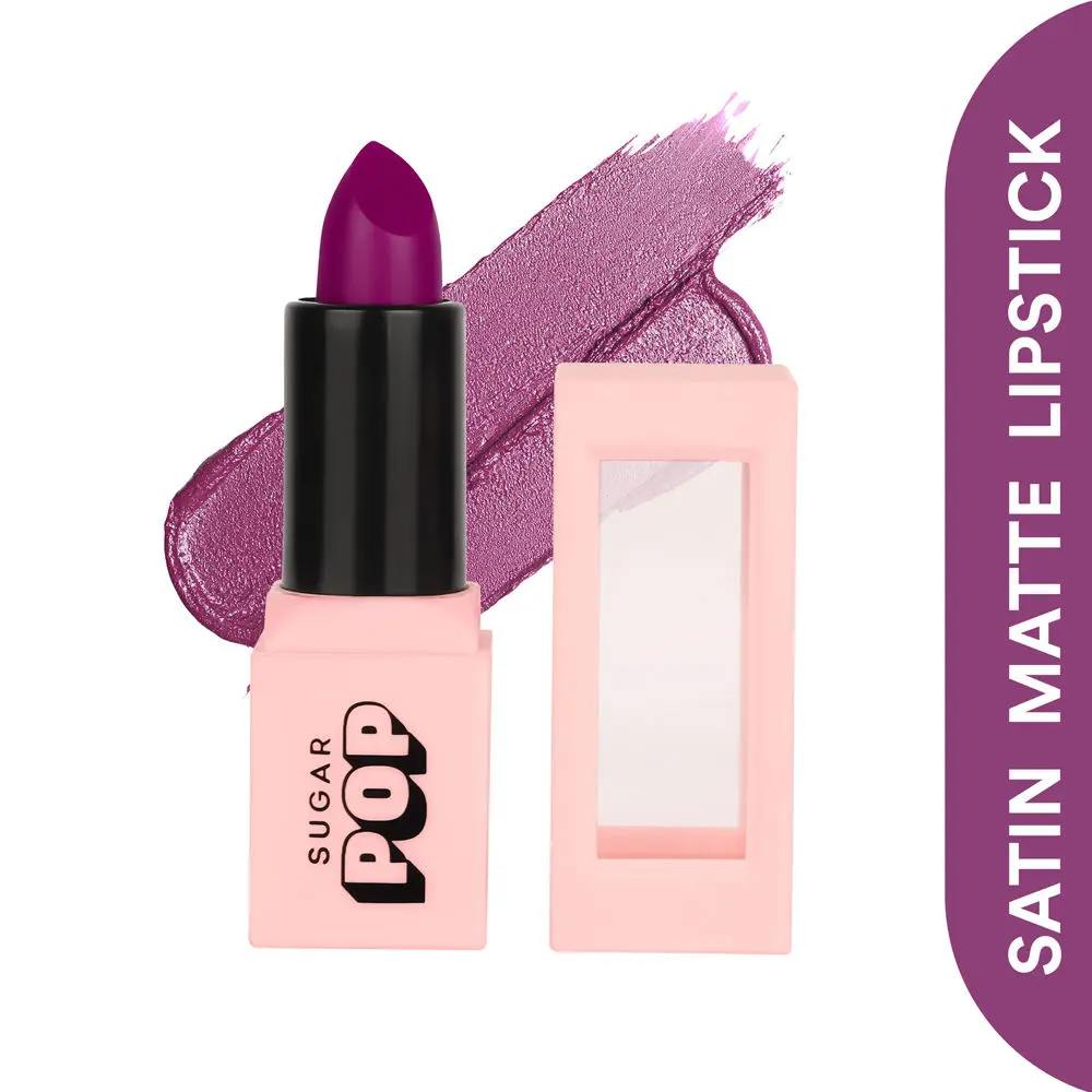 SUGAR POP Satin Matte Lipstick - 04 Orchid - 3 gm - Infused with Vitamin E, Shea Butter & Jojoba Oil l Full Coverage, Ultra Pigmented, Hydrating, Weightless Formula l Lipstick for Women