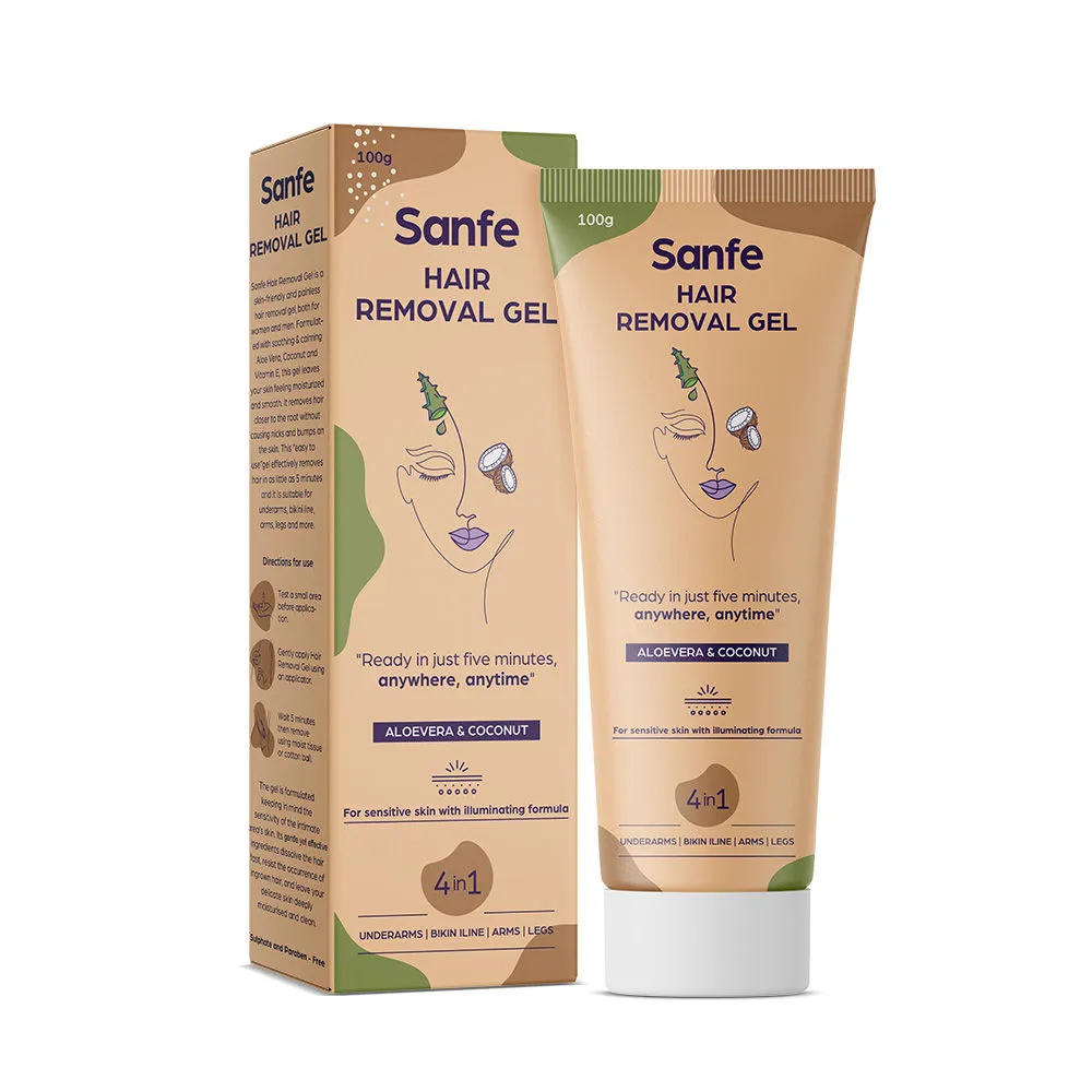 Sanfe Hair Removal Gel for Women with Aloe Vera & Coconut Extracts