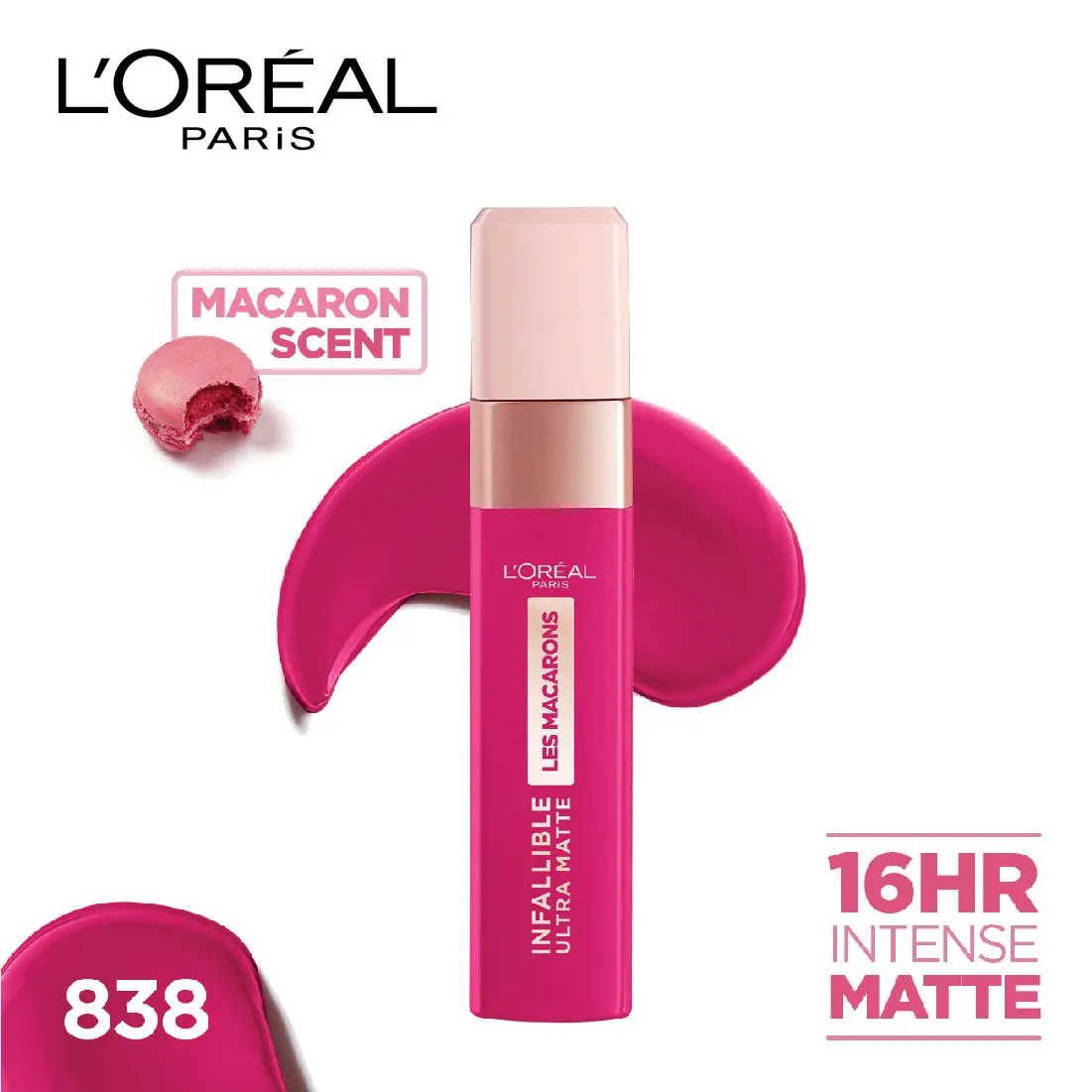 L'Oreal Paris Infallible Ultra Matte Liquid Lipstick, Les Macarons, 838 Berry Cherie (5 g)