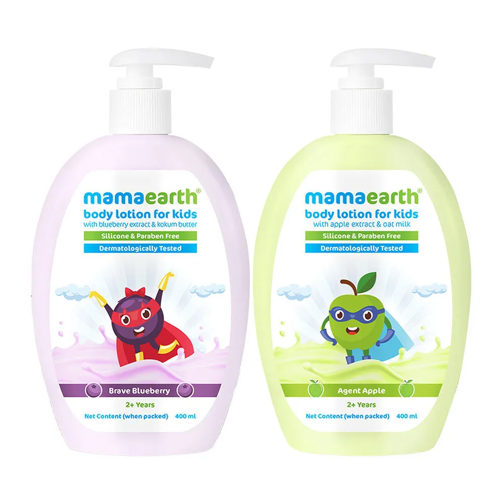 Mamaearth Brave Blueberry Body Lotion & Agent Apple Body Lotion For Kids