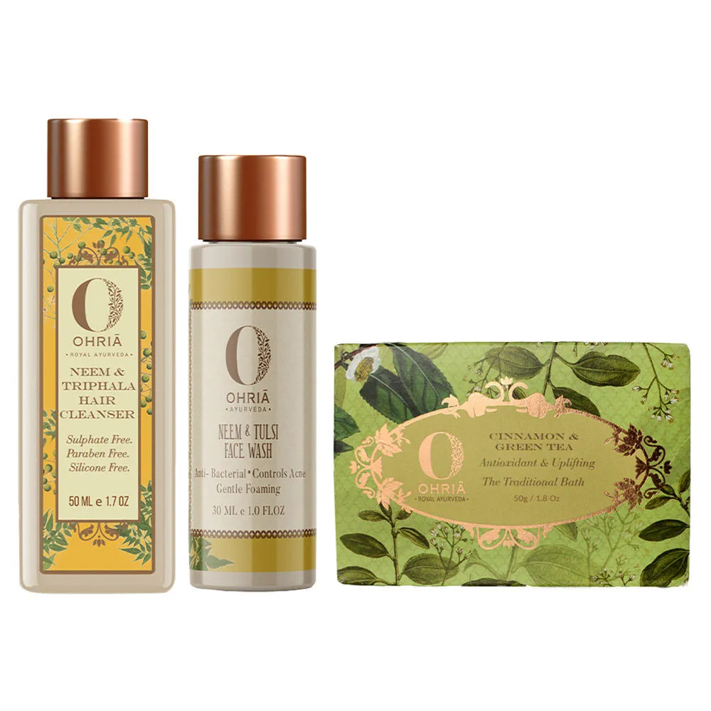 Ohria Ayurveda Rakhi Gift Box - Hair Cleanser + Face Wash + Bathing Bar