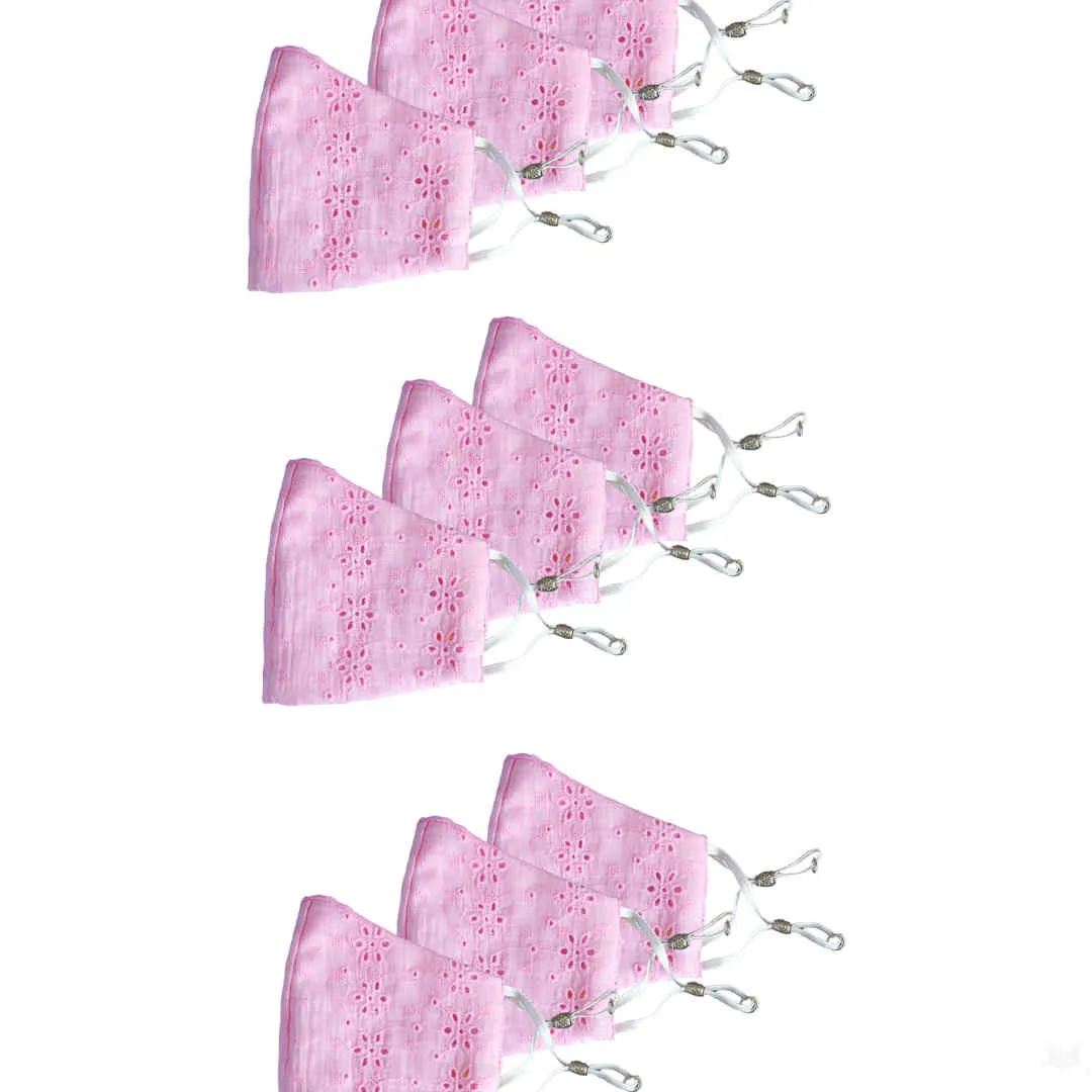 Bellofox Light Pink Chikan Face Mask (Set Of 9)