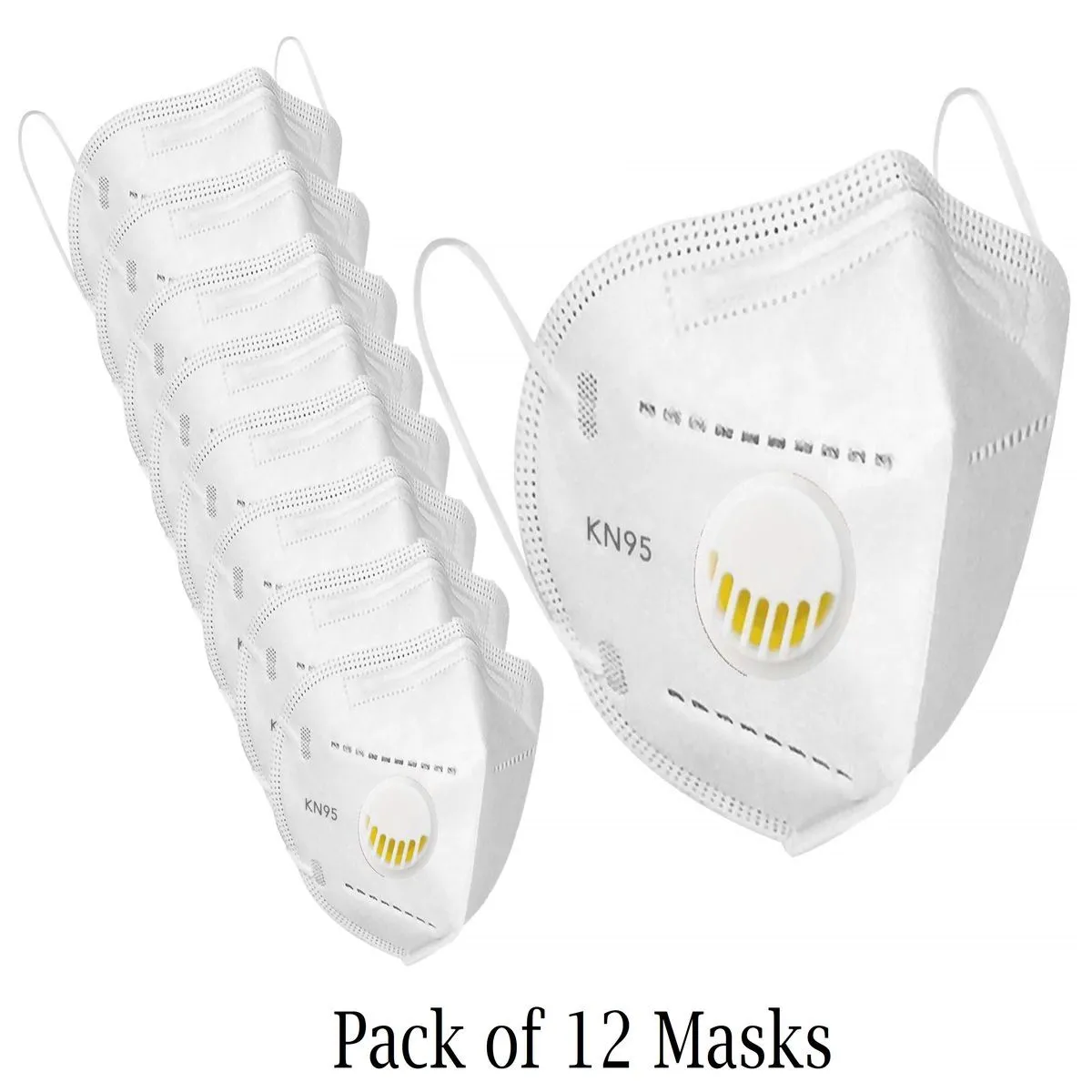 Fabula White KN95 Anti-Pollution Mask with Respirator Valve Pack of 12