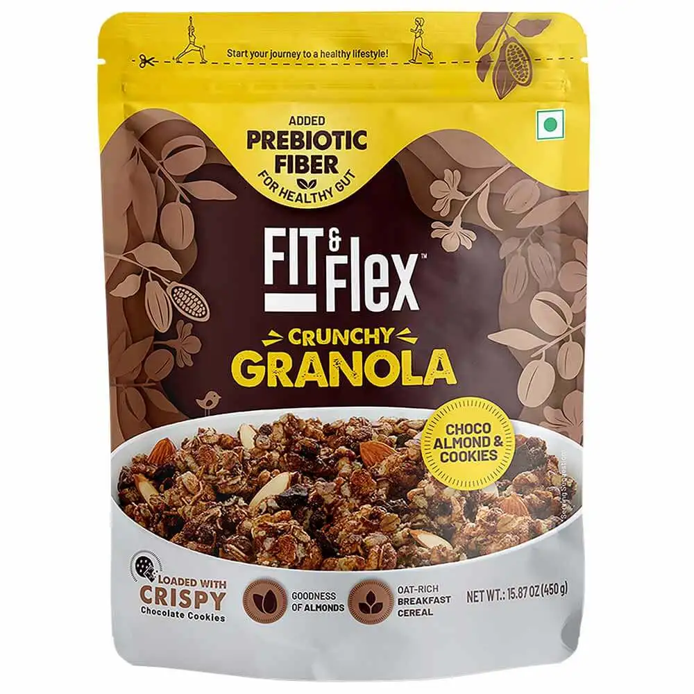 Fit & Flex Granola-Oat Rich Breakfast Cereal,  450 g  Choco Almond & Cookies