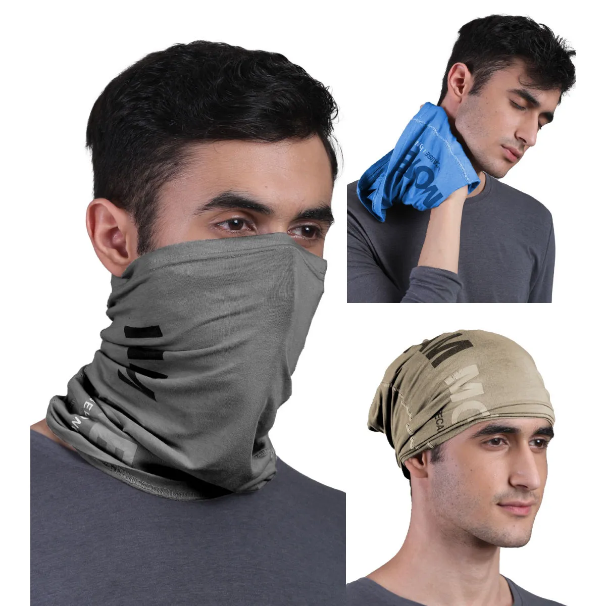 FREECULTR Unisex Printed Bamboo Bandana Anti Microbial Multipurpose Cloth Face Mask (pack Of 3)