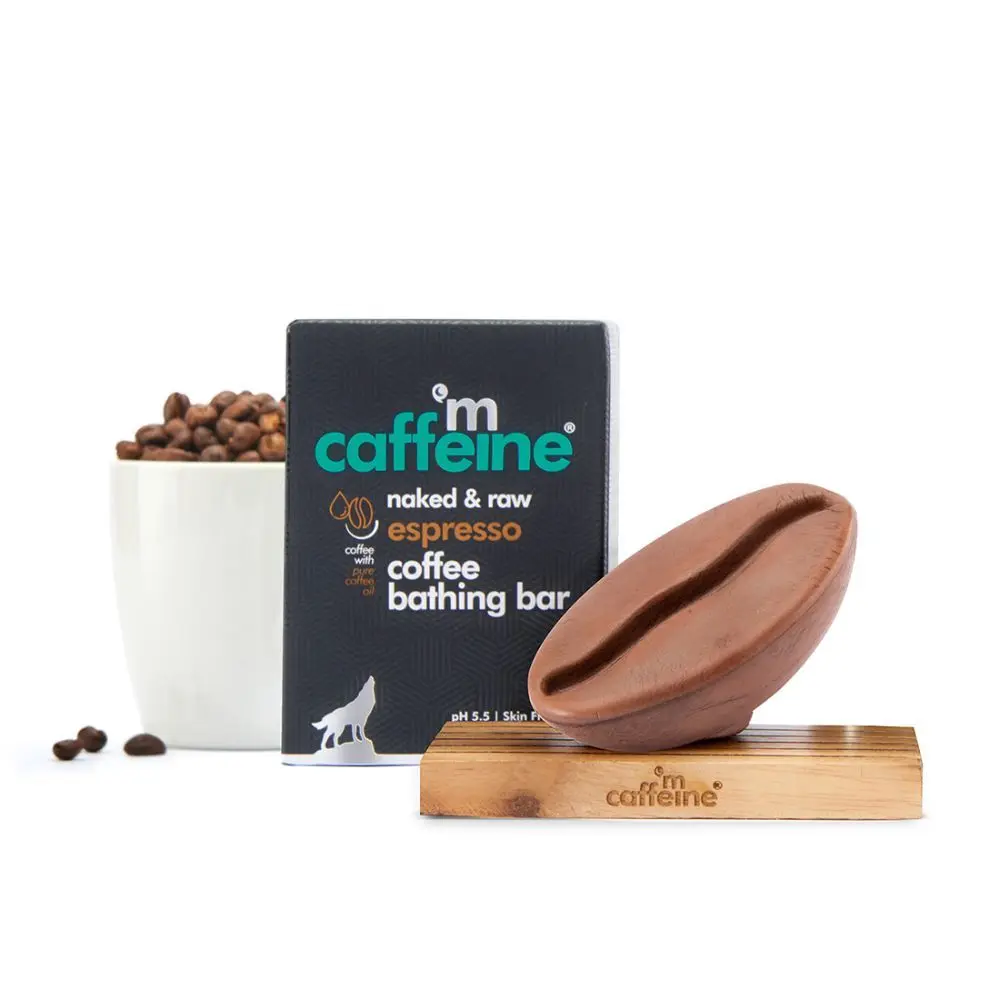 mCaffeine Espresso Bathing Bar (100gm) for Deep Cleansing and Toning | pH 5.5 Skin Friendly Soap with Coffee and Vitamin E | 100% Vegan Daily-Use Bathing Bar