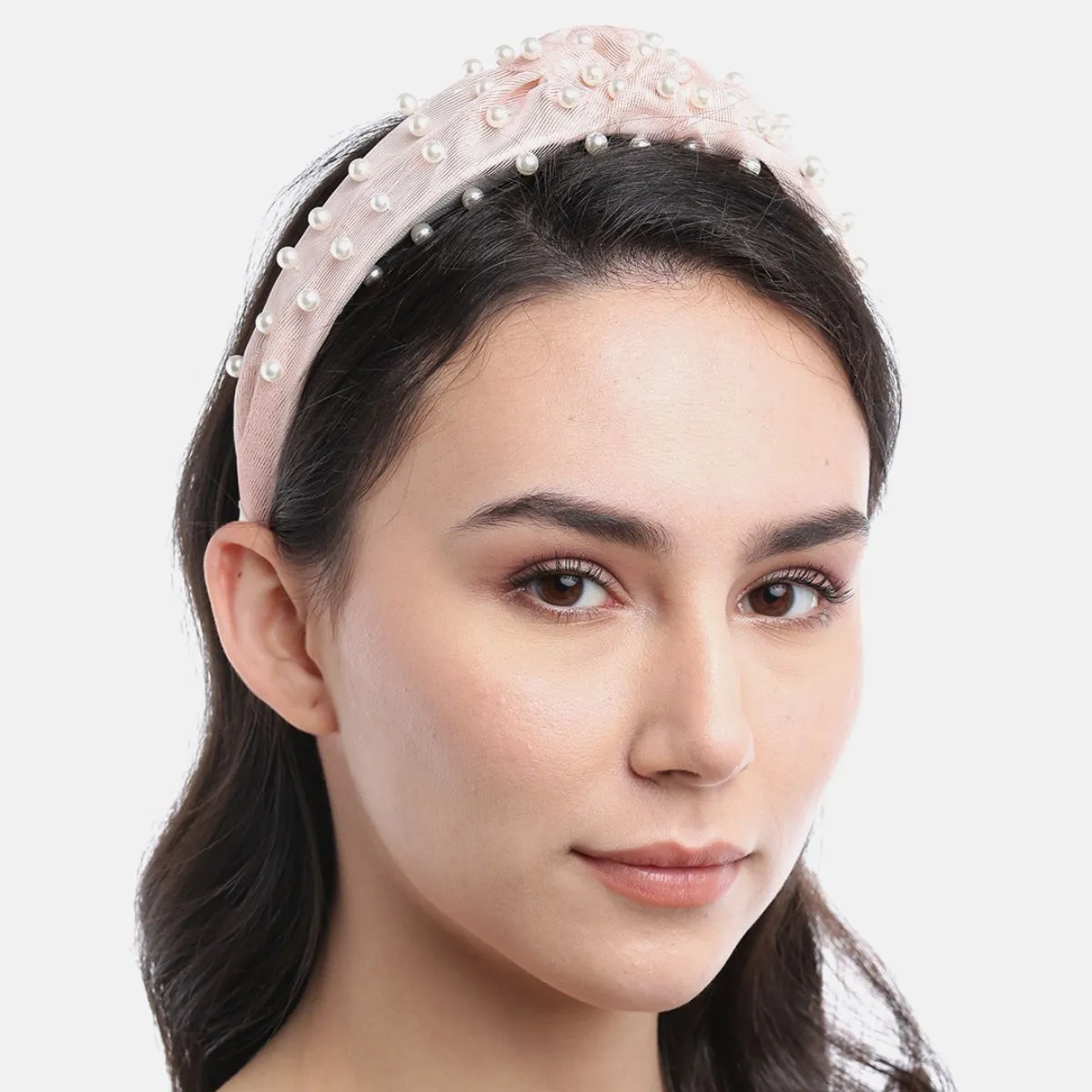 Blueberry Princess Pearl Embellished Peach Knot Hair Band