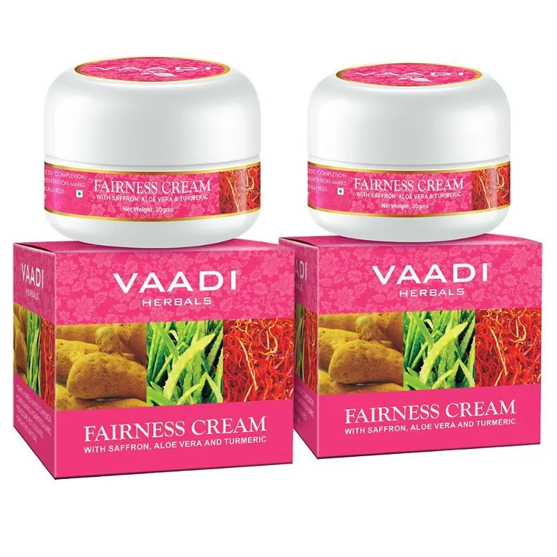 Vaadi Herbals Fairness Cream - Saffron, Aloe Vera & Turmeric Extracts - Pack of 2