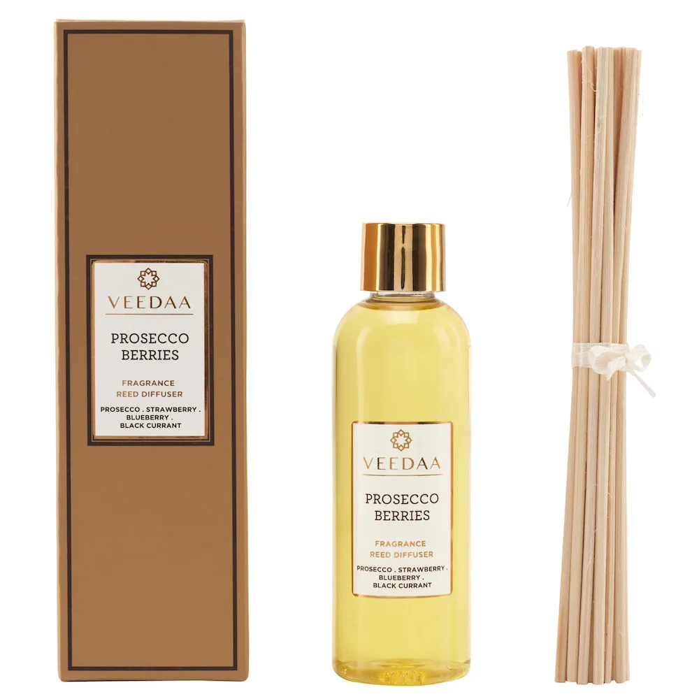 Veedaa Candles Prosseco Berries Diffuser Oil Refill & Reeds Set