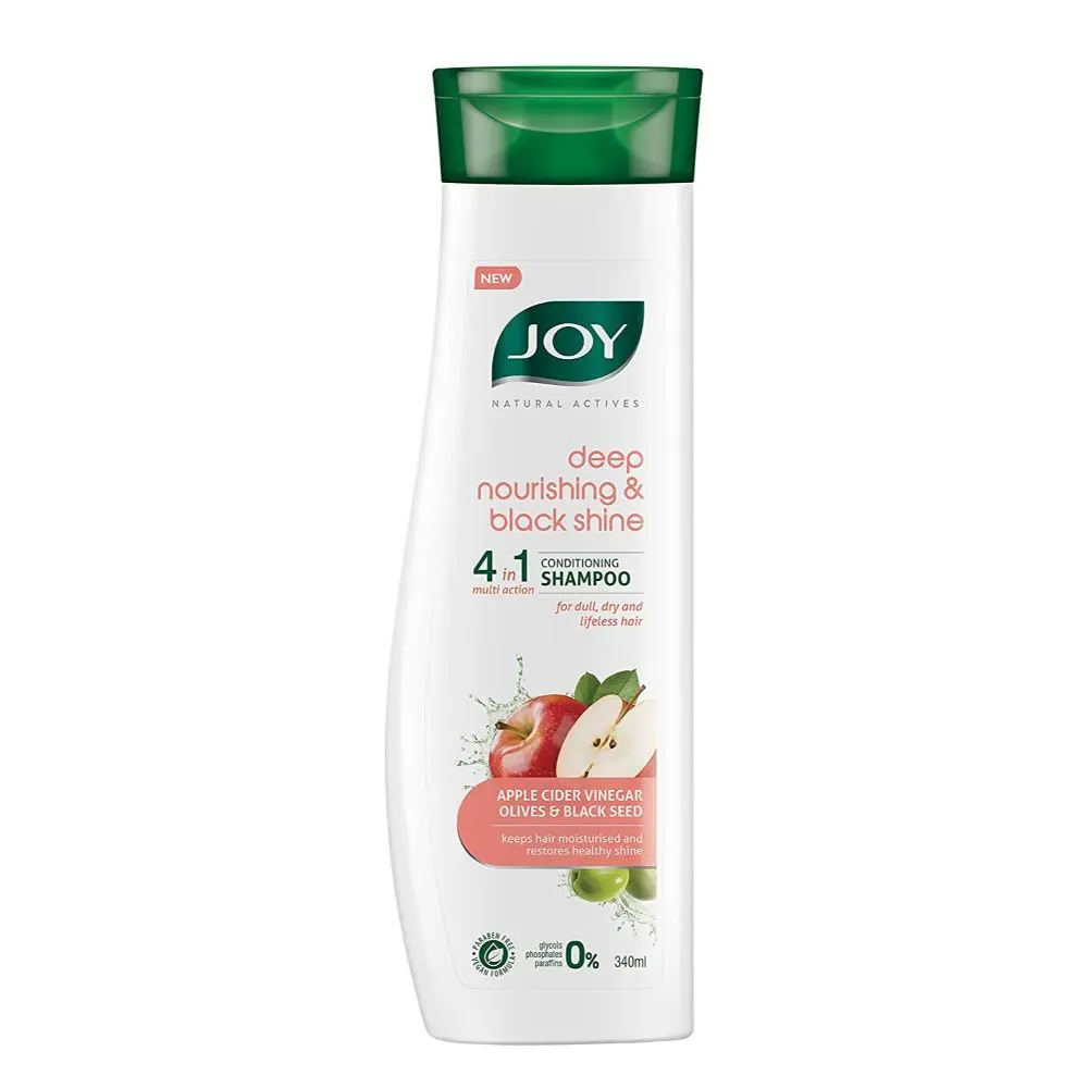 Joy Natural Actives Deep Nourishing & Black Shine 4 in 1 Multi Action Conditioning Shampoo (340 ml)