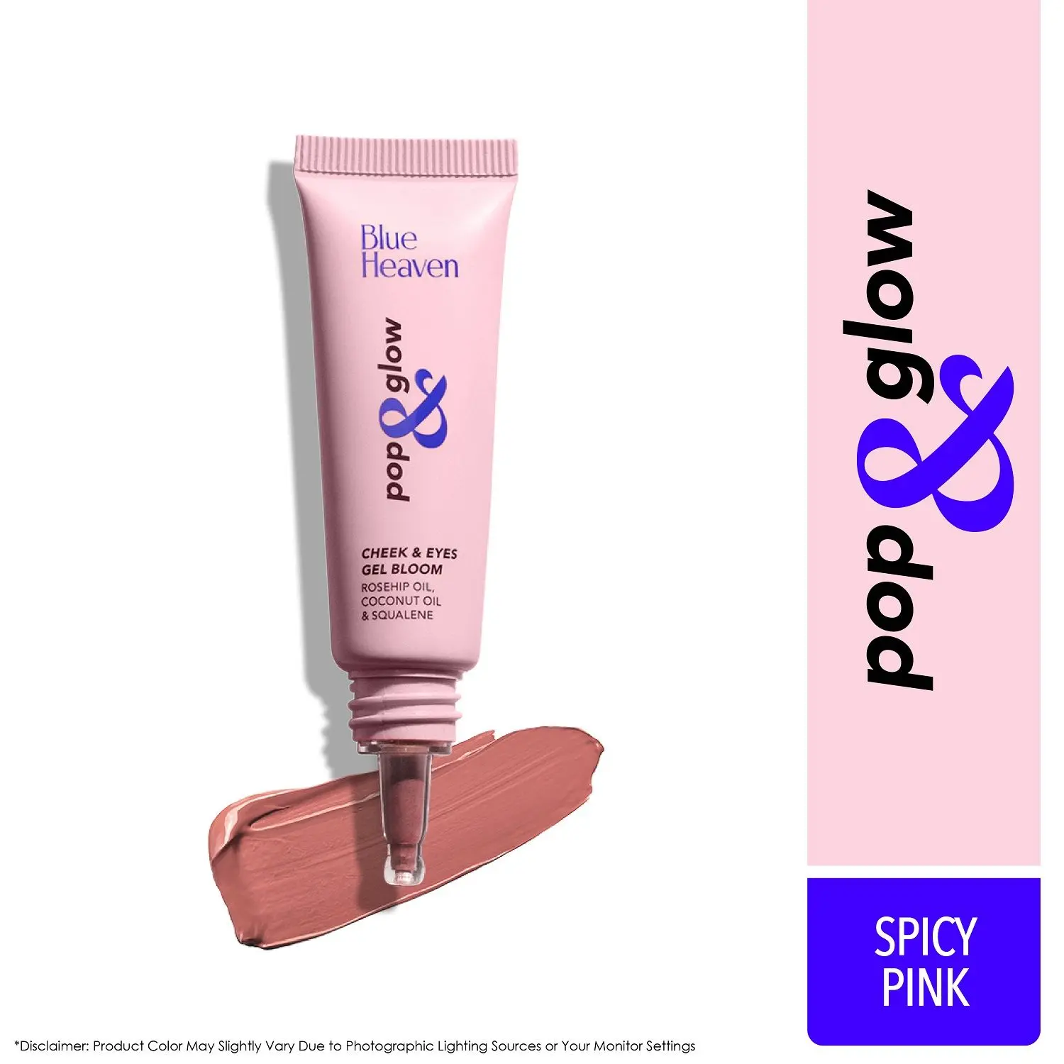 Blue Heaven Pop & Glow Cheek & Eyes Gel Bloom Blush, Spicy Pink (12 ml)