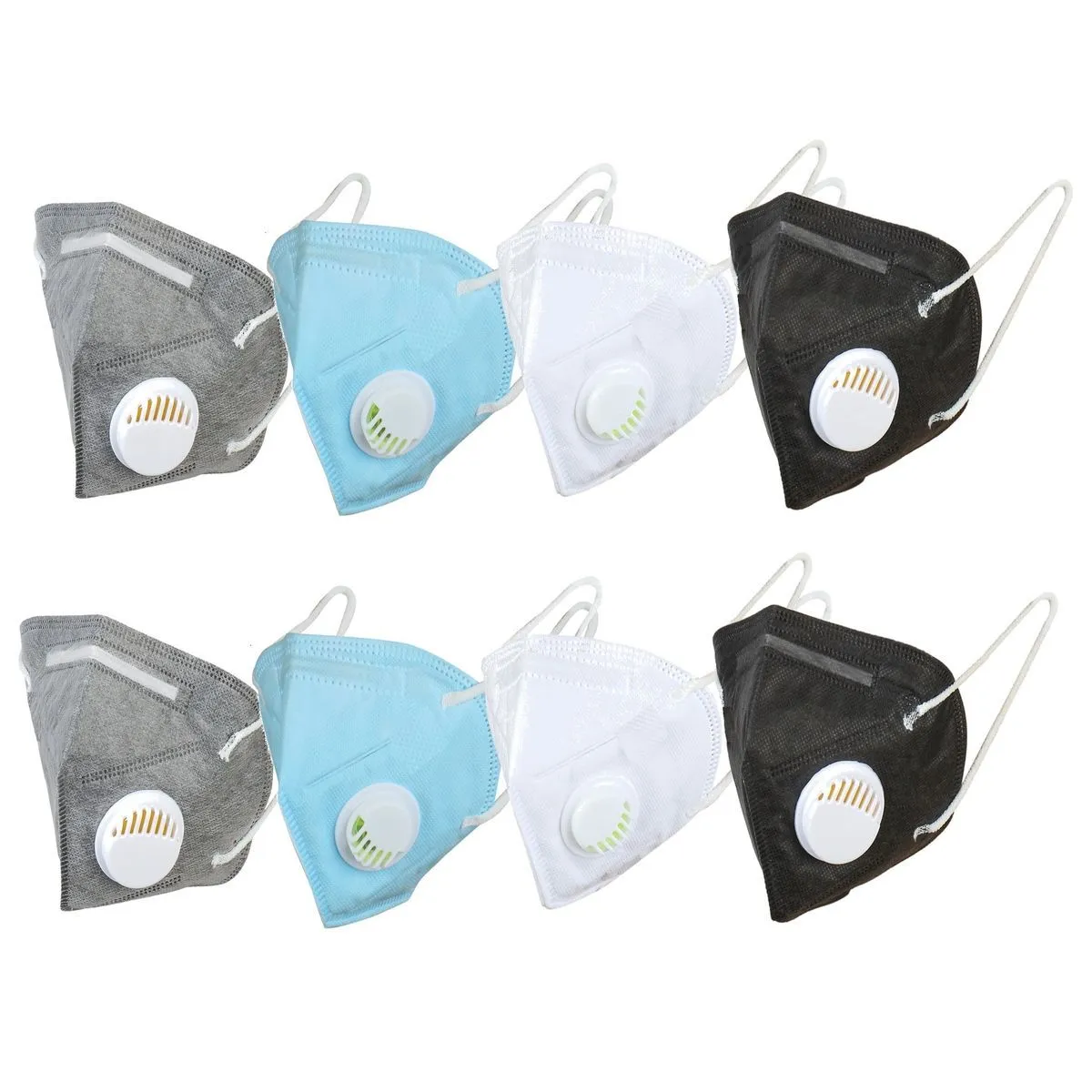 OOMPH Pack Of 8 Kn95/n95 Anti-pollution Reusable 5 Layer Mask Color: White Black Blue Grey