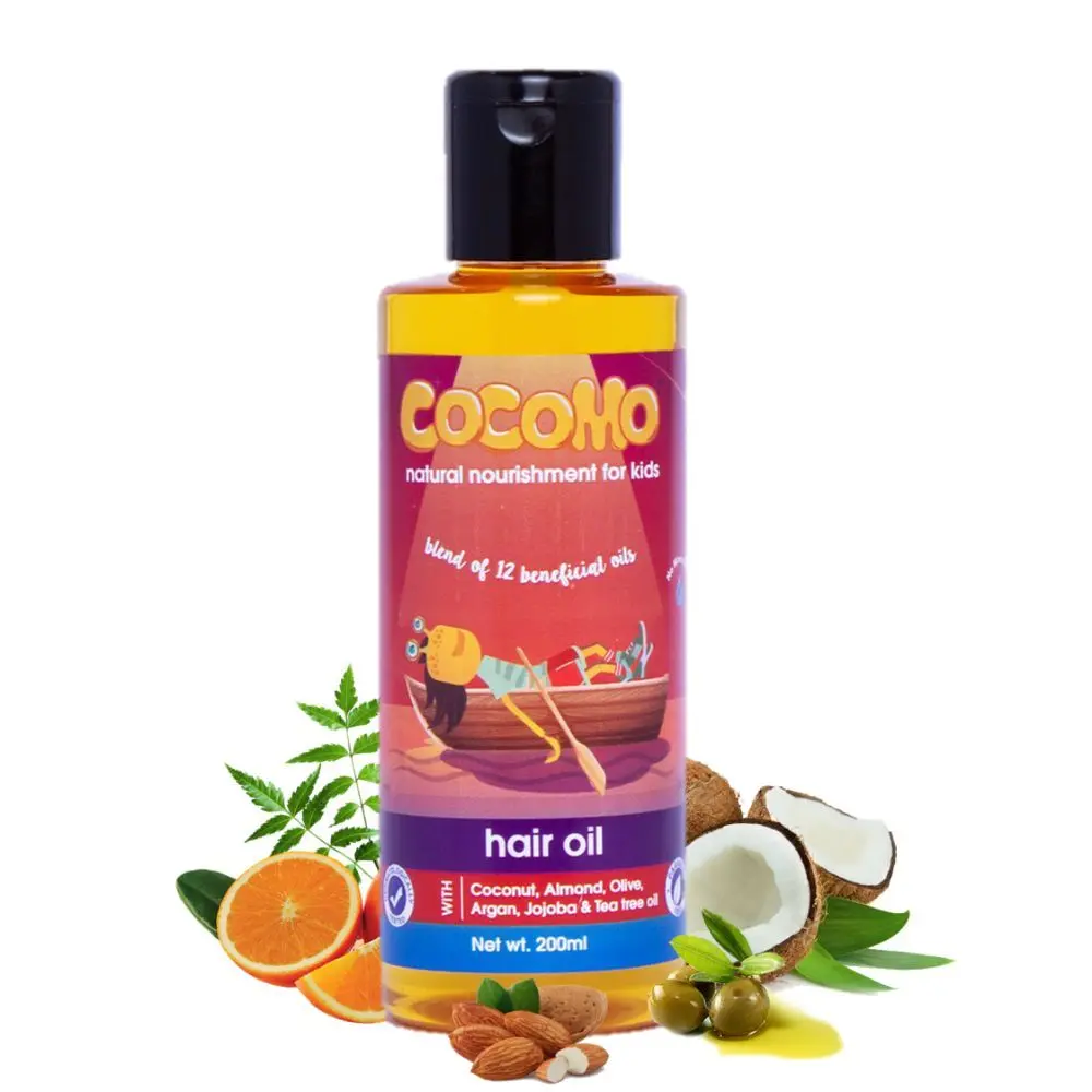 Cocomo Natural, Mineral Oil Free, Coconut, Olive & Almond Hair Oil for Kids - 200ml (Age: 4 yrs and Above)