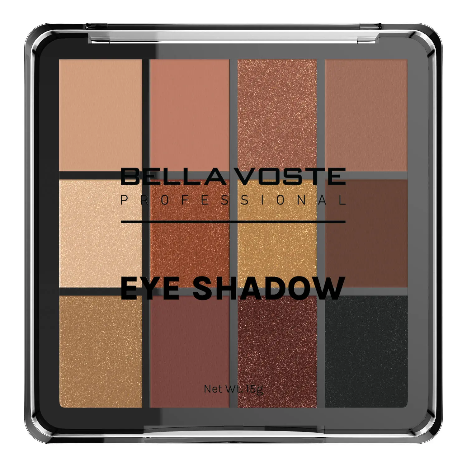 Bella Voste Professional Eyeshadow - 12 in 1 Mesmerizing Colors Palette | Nude , Matte , Shimmer | Rich Colour | High Pigmentation - BVES102 (15 g)