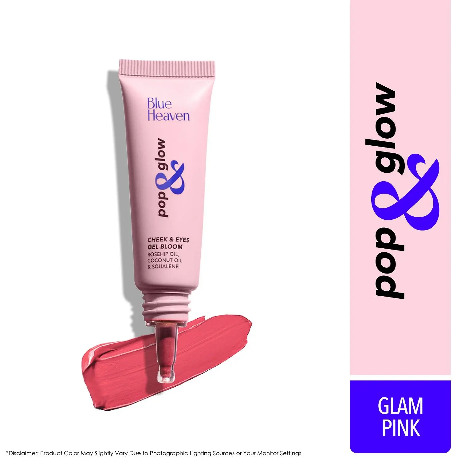 Blue Heaven Pop & Glow Cheek & Eyes Gel Bloom Blush, Glam Pink (12 ml)