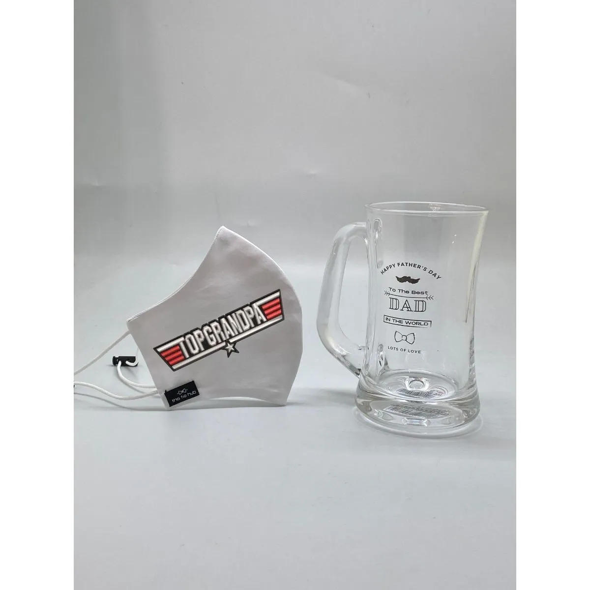 The Tie Hub Top Grandpa white Face Mask with Beer Mug