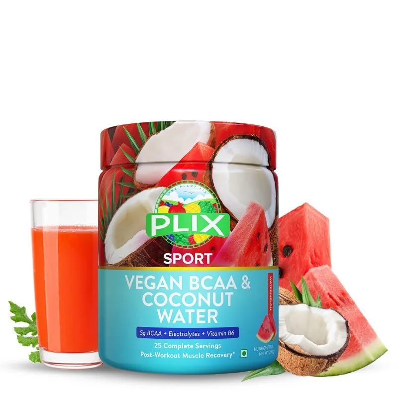 Plix Vegan Bcaa & Coconut Water Watermelon Flavor Powder, Post Workout Supplement, Pack Of 1