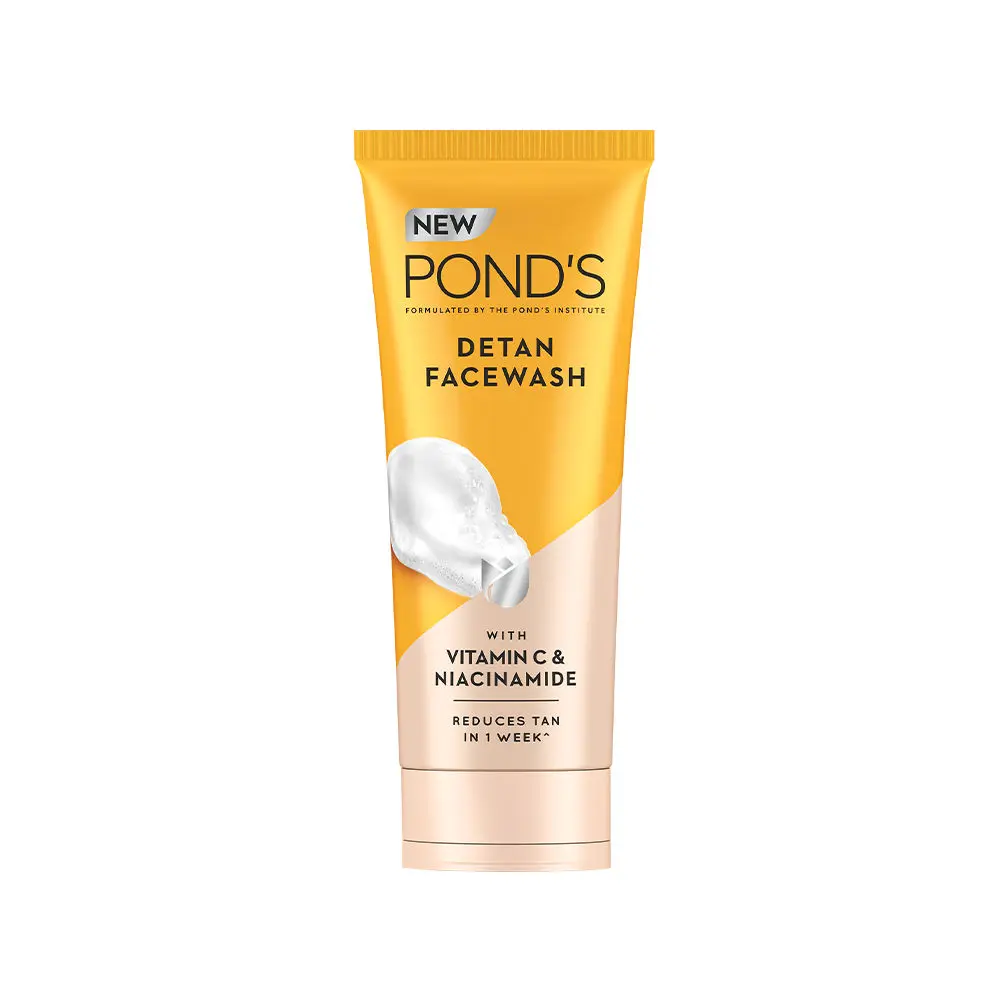 Pond's Detan Facewash for Tan Reduction, with Brightening Vitamin C & Niacinamide, All Skin Types, 100gm