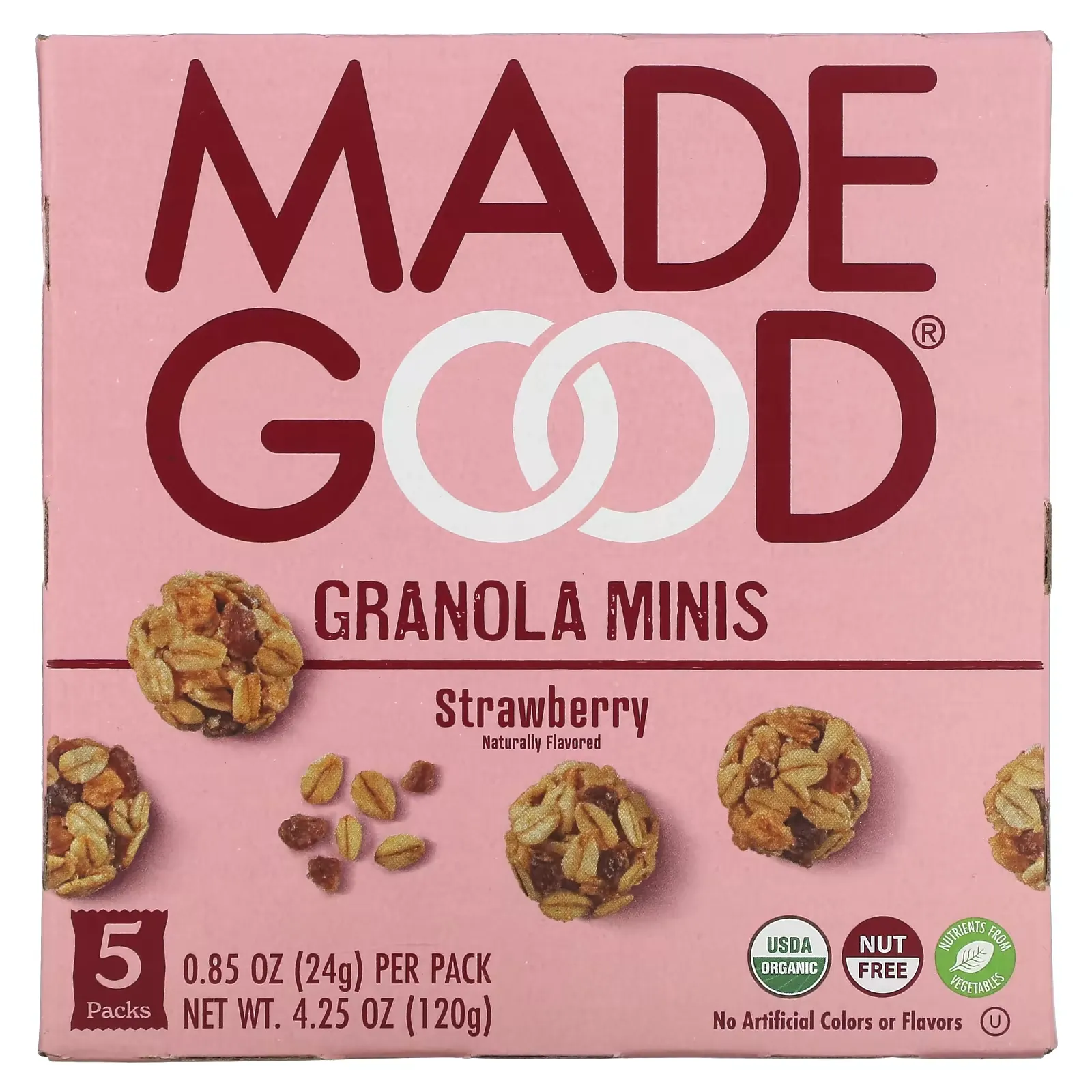 Granola Minis, Strawberry, 5 Packets, 0.85 oz (24 g) Each