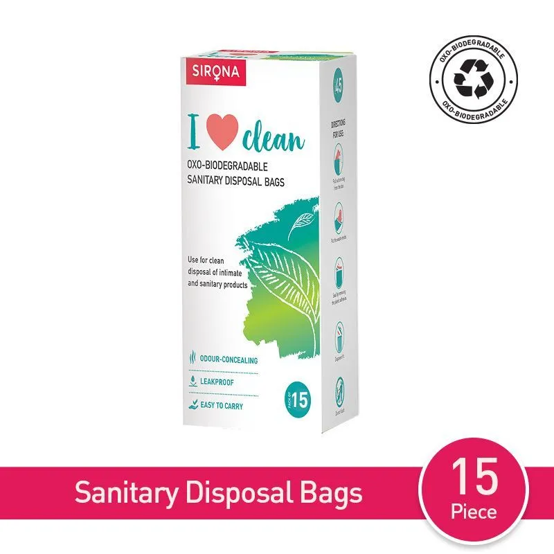 Sirona Sanitary Disposal Bags for Discreet Disposal of Intimate Products (15 Bags)