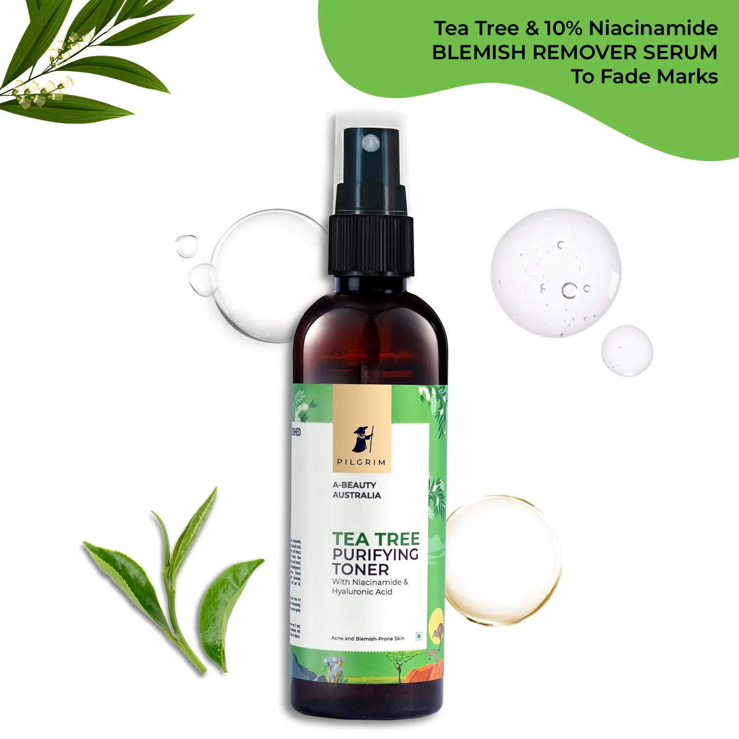 Pilgrim Tea Tree Purifying Toner With Niacinamide & Hyaluronic Acid | Pore Cleansing, Pore Tightening  (100 ml)