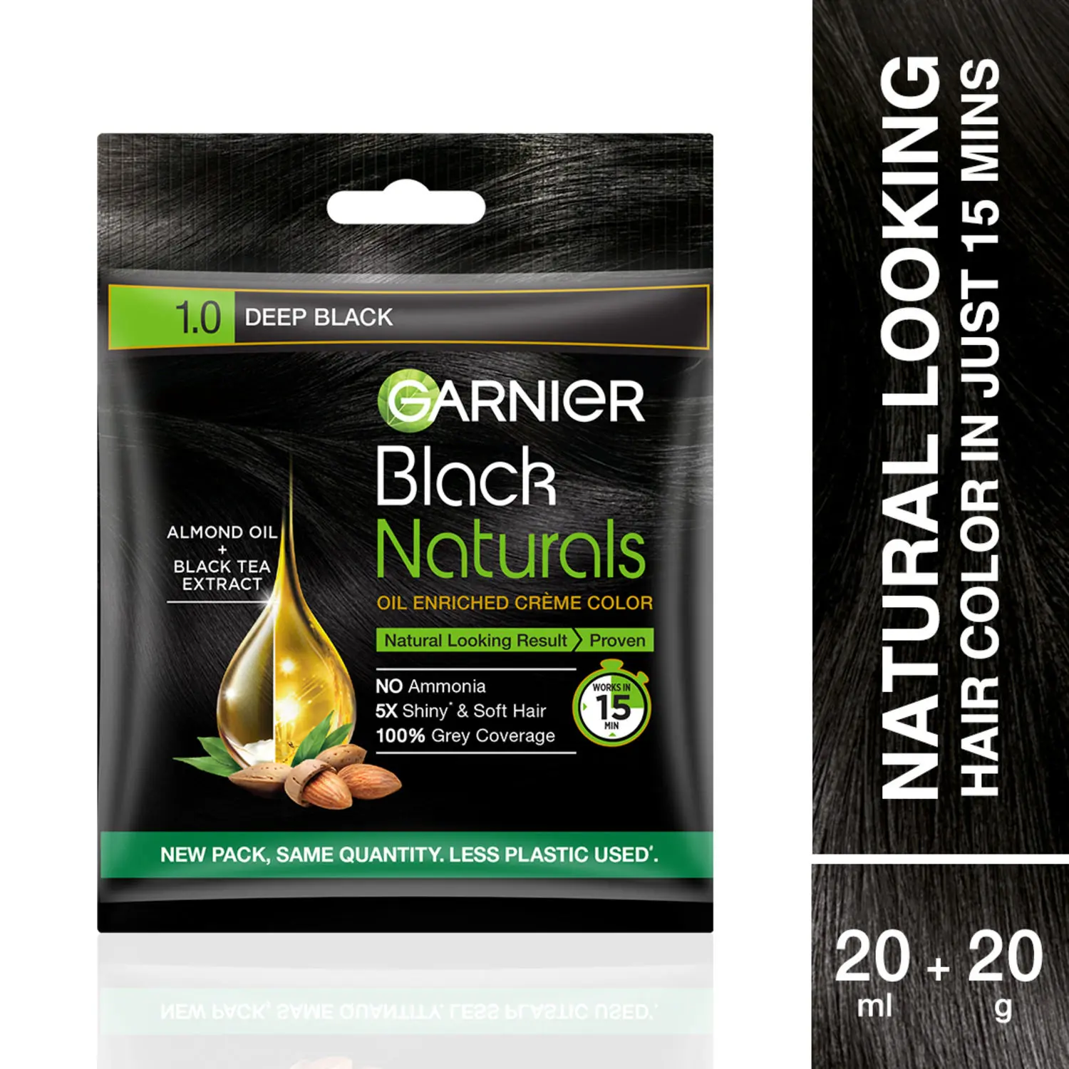 Garnier Black Naturals Oil Enriched Cream Colour Deep Black 1.0 (20 ml + 20 g)