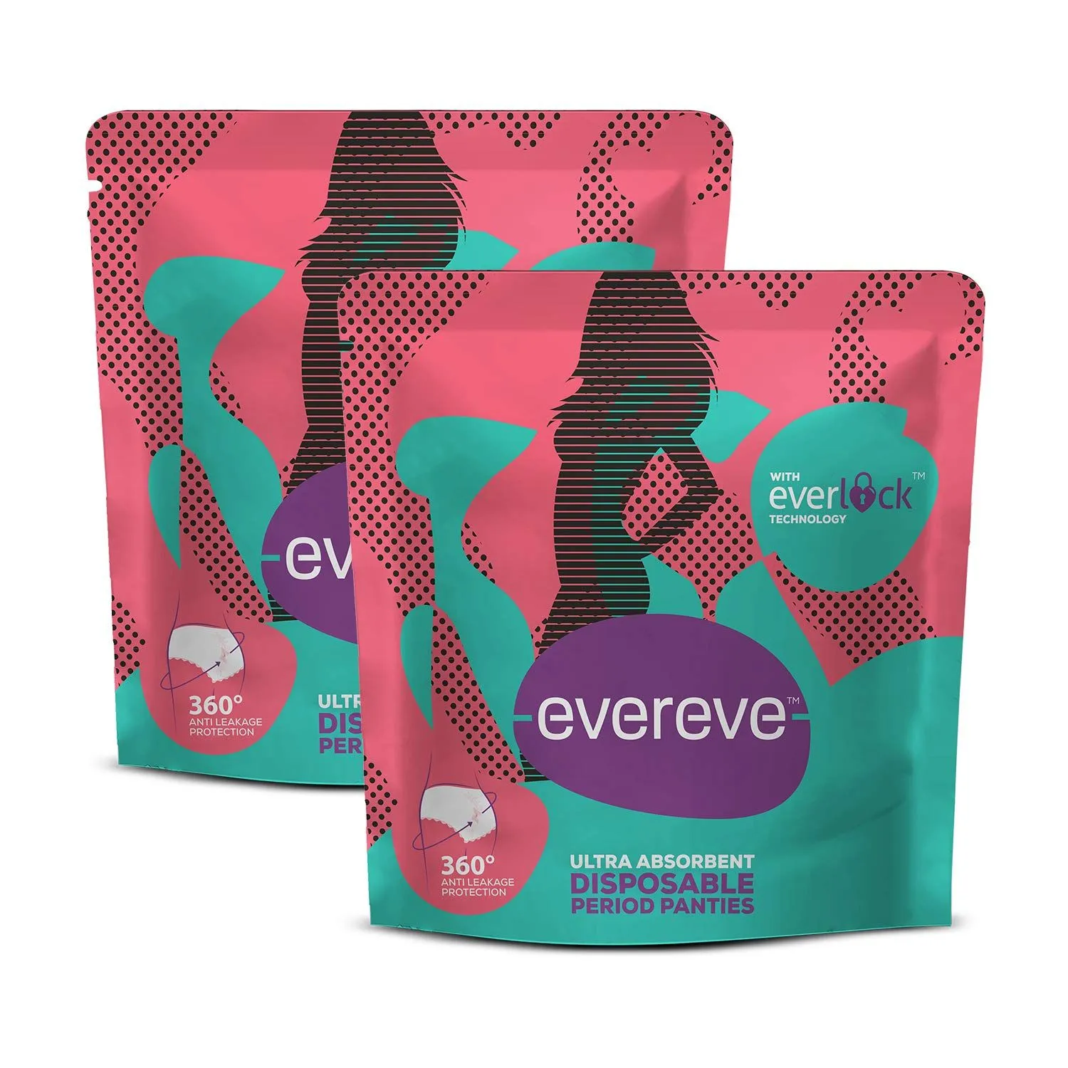 EverEve Ultra Absorbent Disposable Period Panties For Sanitary Protection, S-M (Pack oF 2) (4 Pcs)