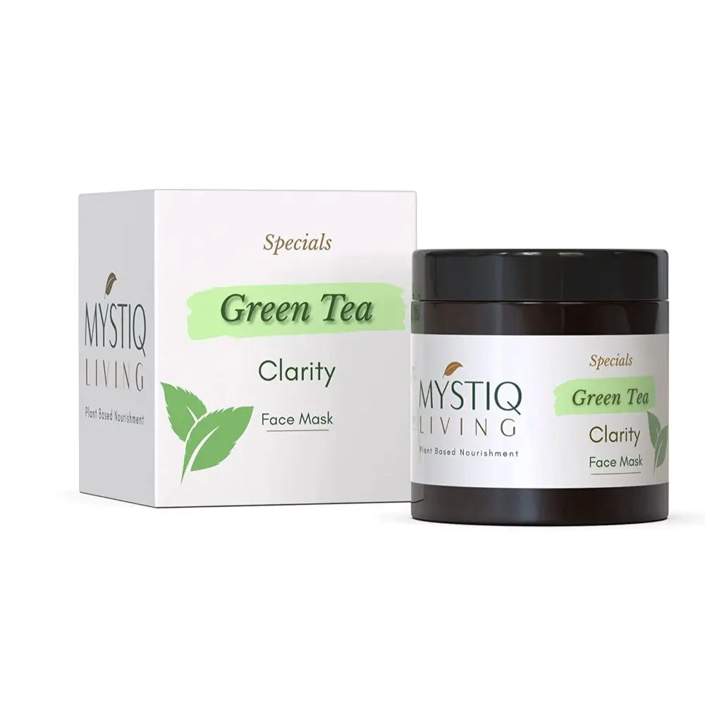 Mystiq Living Specials - Acne Face Pack - Green Tea Clarity | Neem, Tulsi, Manjishtha & Green Tea | Acne Marks, Pimples, Zits, DeTan and Glowing Skin | Oily & Acne Prone Skin - 100 GM