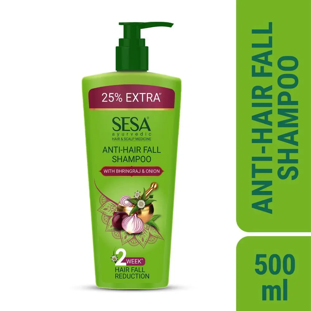 Sesa Ayurvedic Anti-Hair Fall Shampoo - Bhringraj, Onion & 6 Ayurvedic Herbs - Control Hair Fall in 2 Weeks 500ml