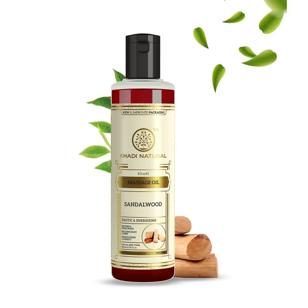 Khadi Natural Sandalwood Massage Oil | Soothes & Moisturizes - (210ml)