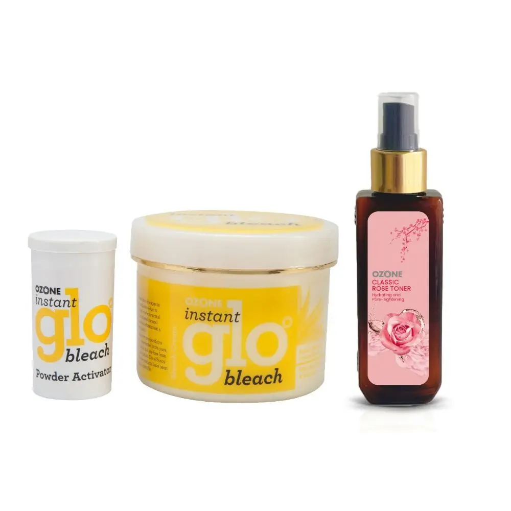 OZONE Instant Glo Bleach 250 GM with Rose Toner (100 ml)