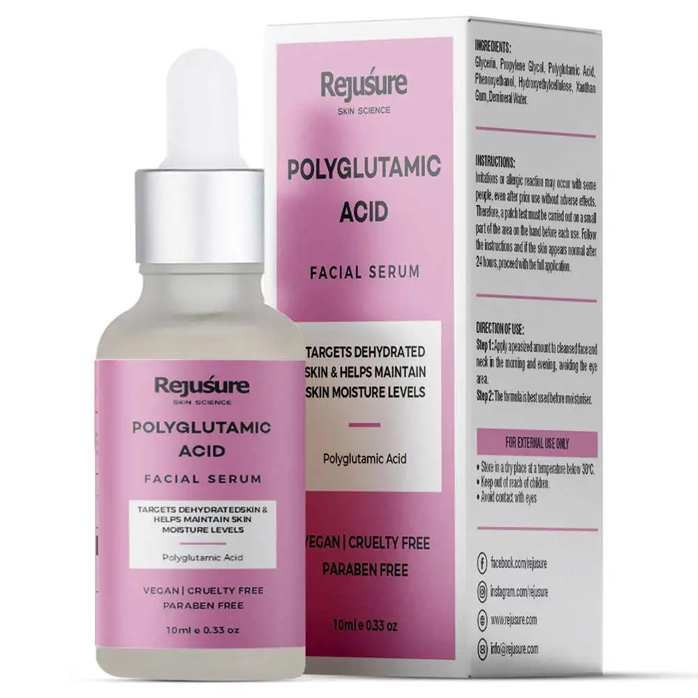 Rejusure Polyglutamic Acid Facial Serum,  10 ml  for Dry & Dehydrate Skin