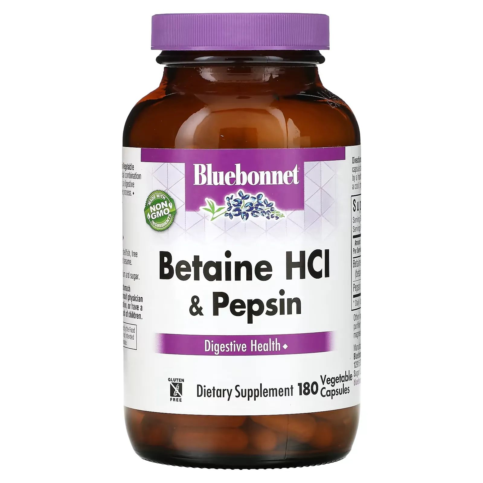 Betaine HCL, Plus Pepsin, 180 Veggie Caps